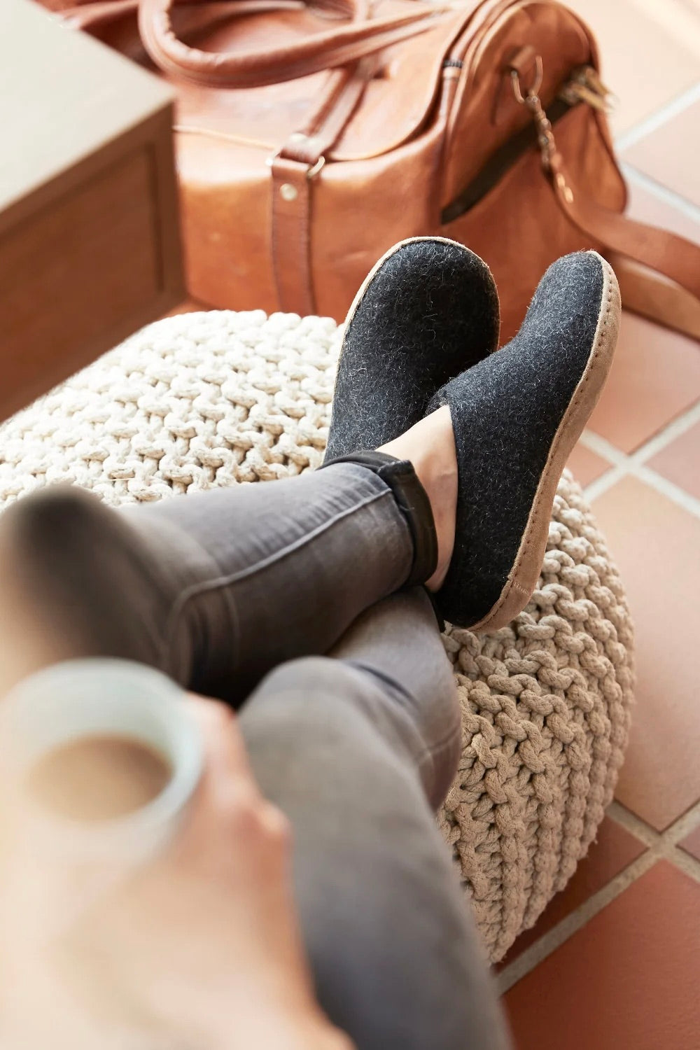 Slip-On Leather Sole / Charcoal