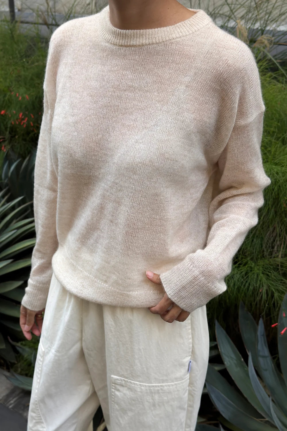 Le Bon Shoppe Cecile Crewneck Mohair Sweater / Oatmeal