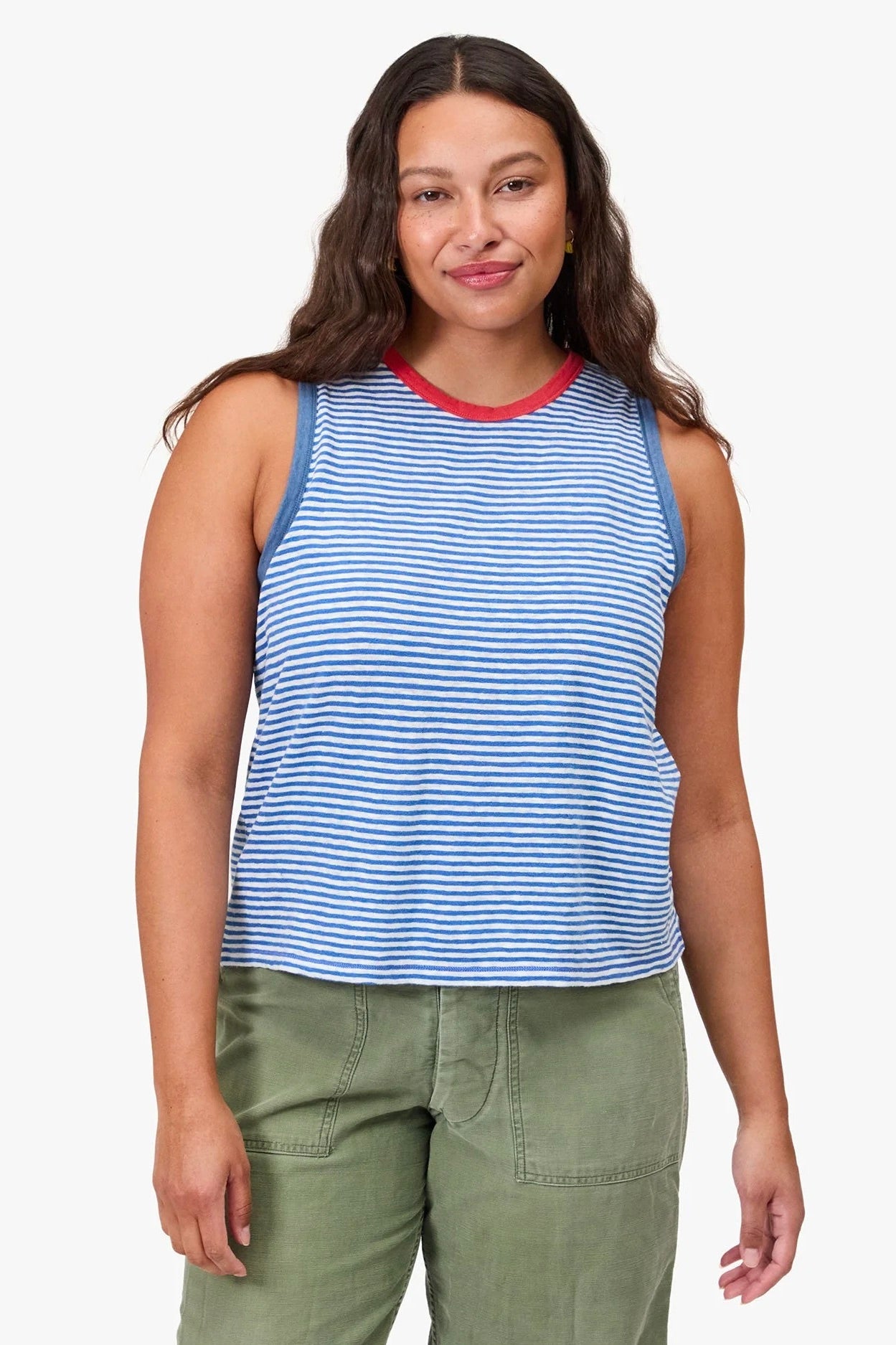 Clare V. Camp Fit Tank / Blue & Cream Stripe