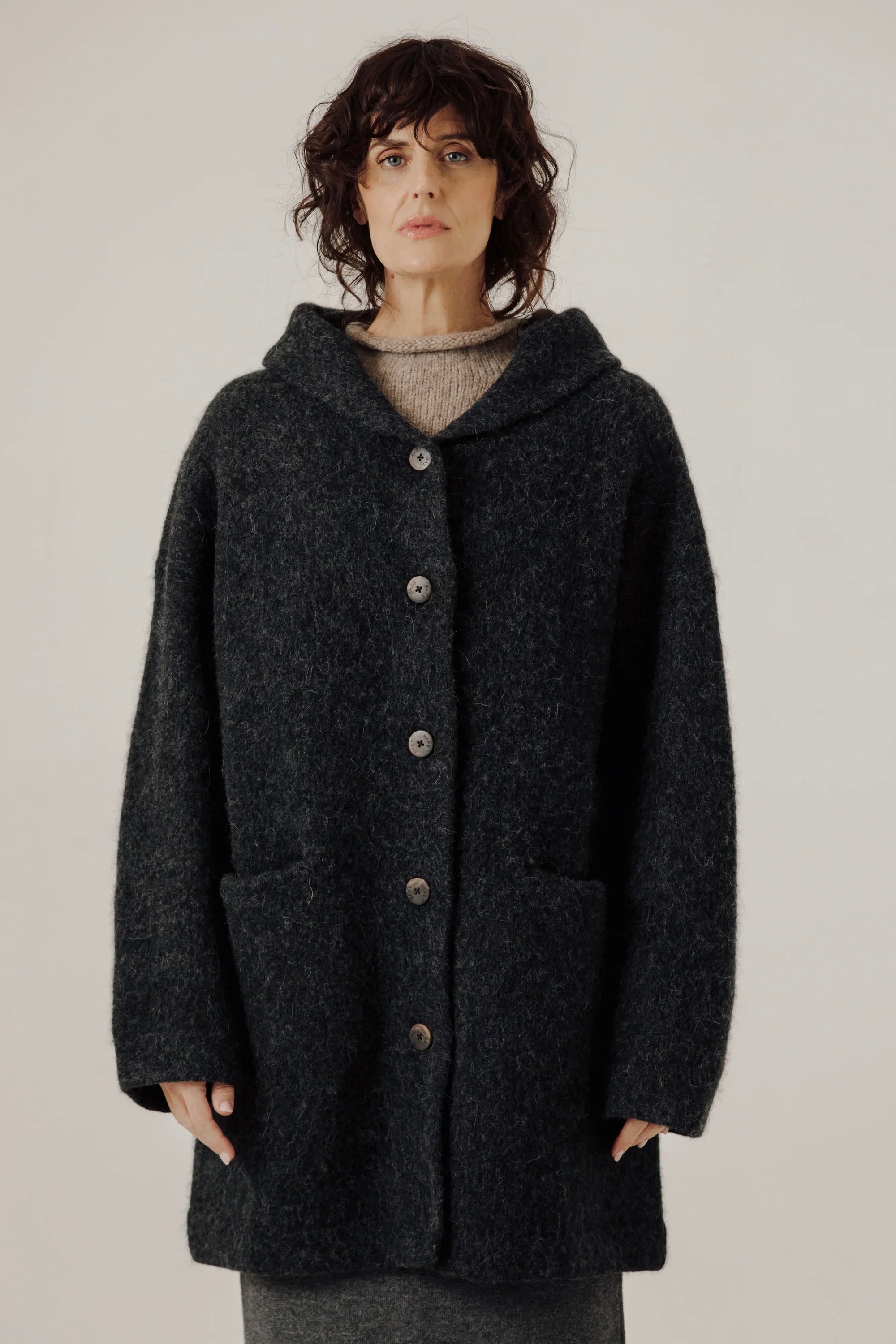 Bare Knitwear / Pop-Up / Nook Alpaca Knit Coat / Basalt