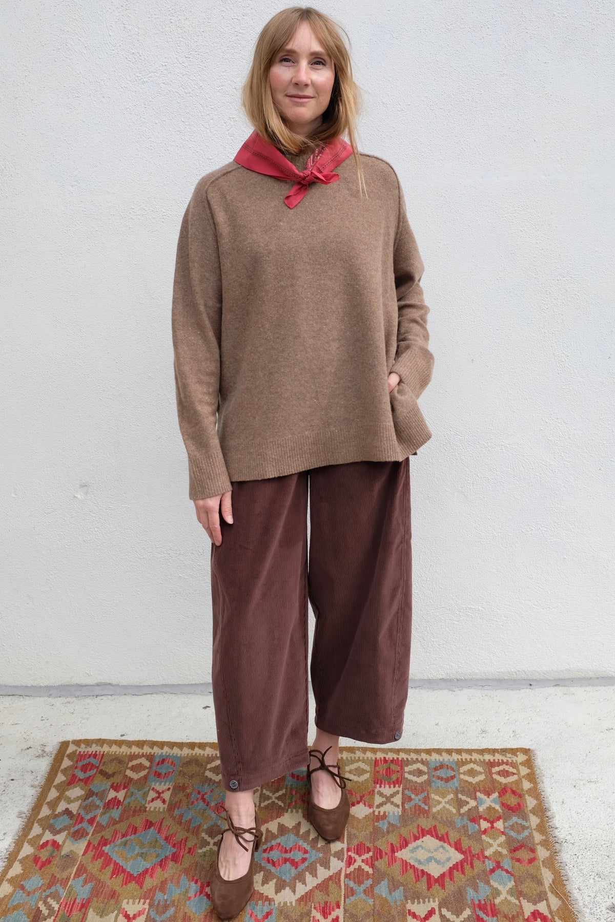 Roll Seam Sweater / Speckle Clay
