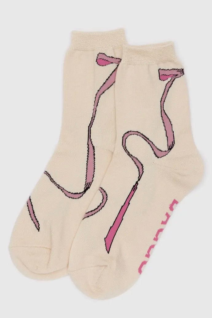 Baggu Crew Sock / Pink Bow