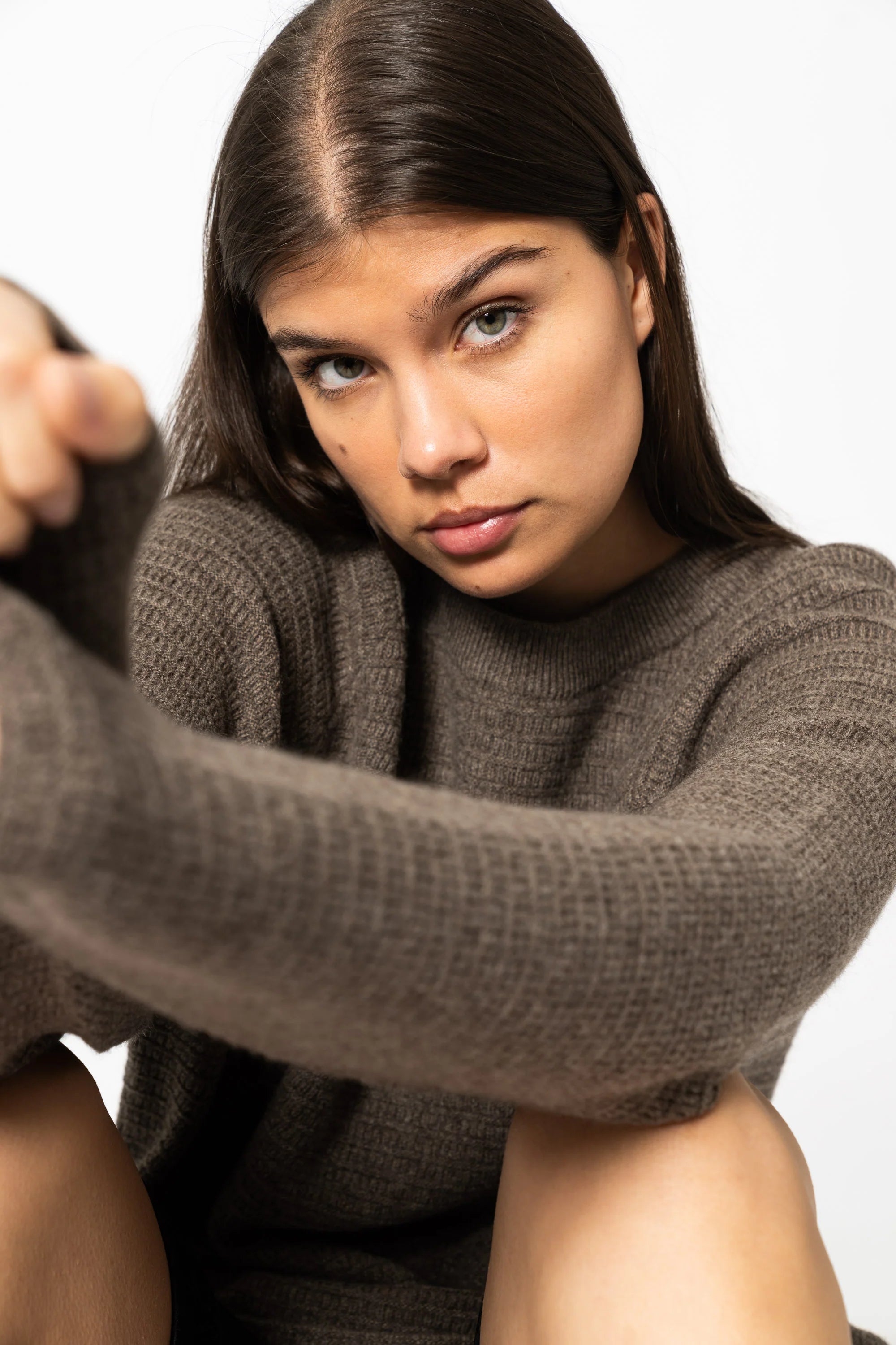Dinadi Yak Purlstripe Sweater / Oat Brown
