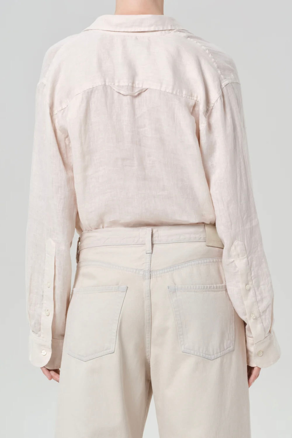 Citizens of Humanity Kayla Shrunken Linen Shirt / Pale Stone