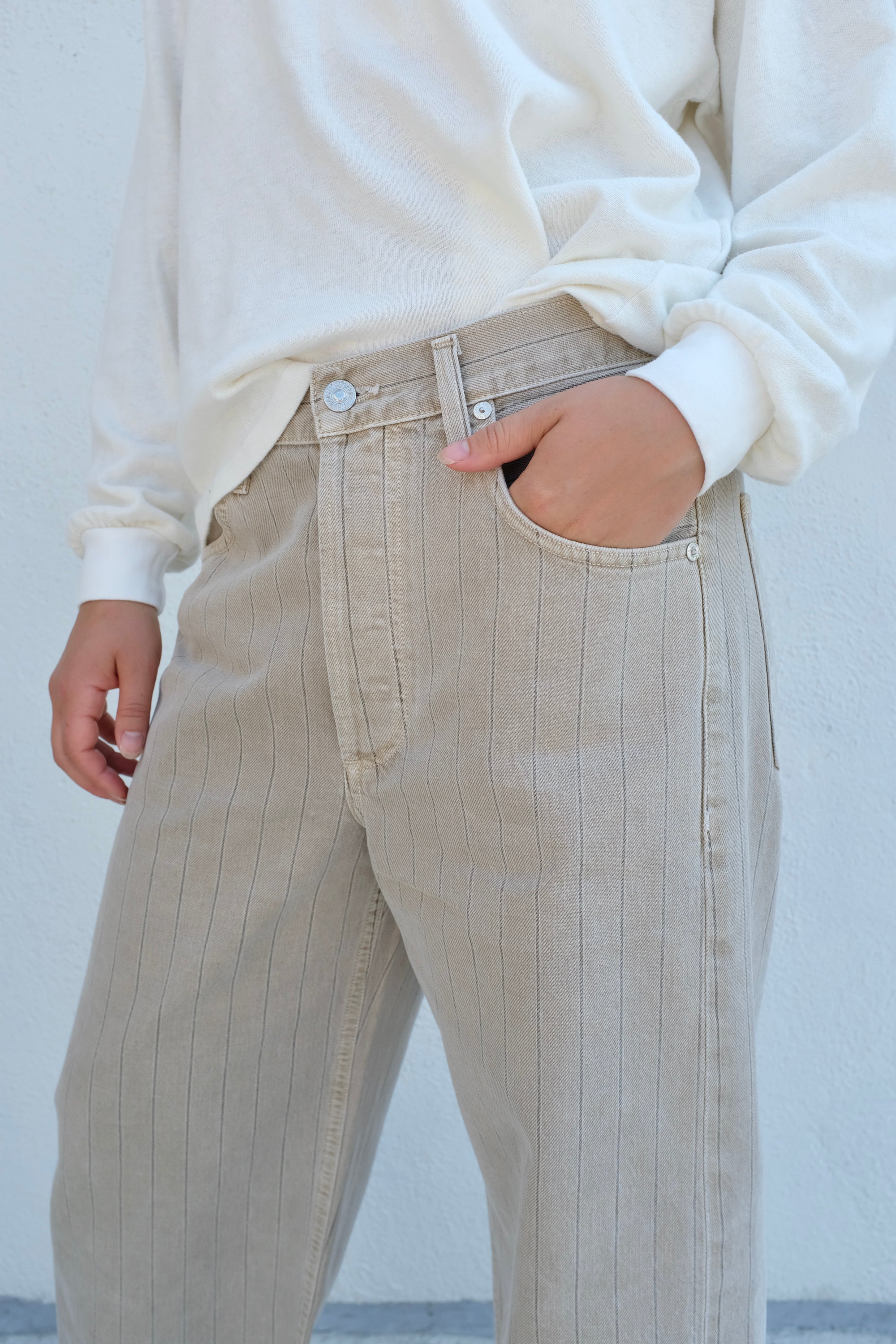 Citizens of Humanity Ayla Raw Hem Crop / Neutral Stripe