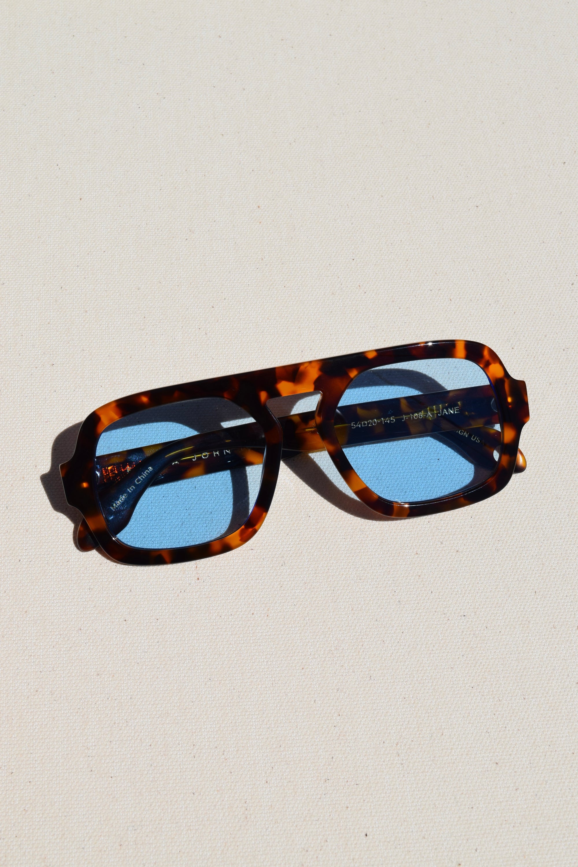 Jane Sunglasses / Brown Tortoise + Blue Lens