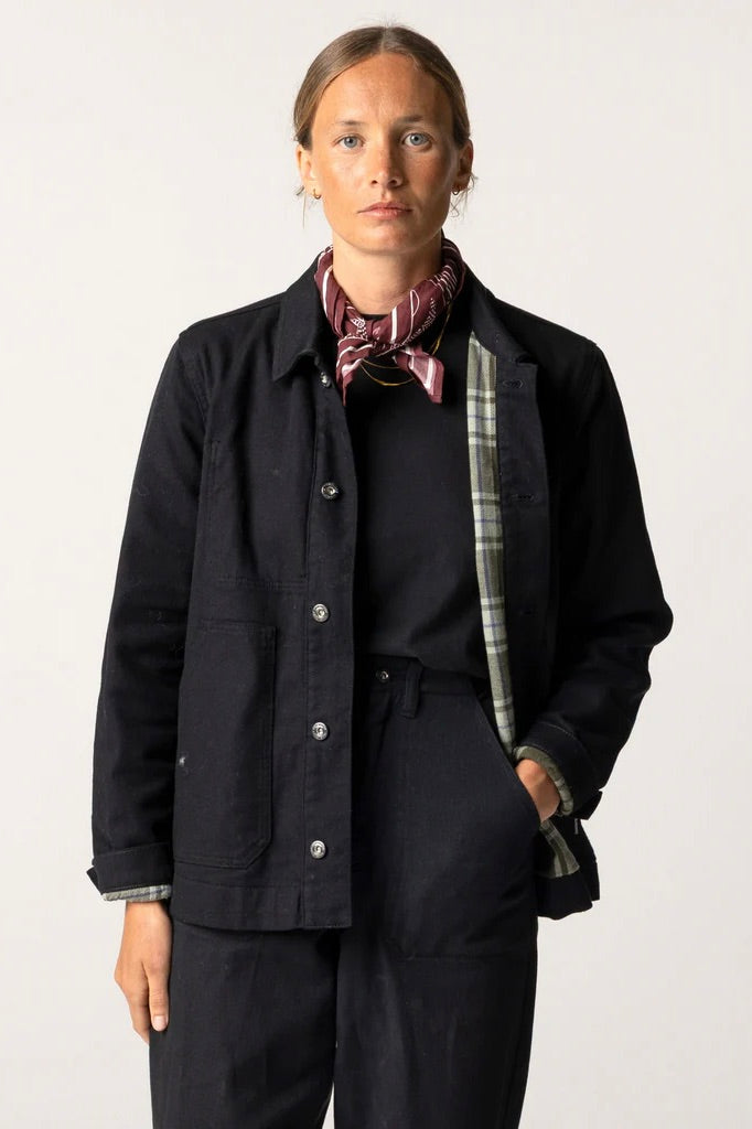 Finisterre Yarrel Flannel Lined Chore Jacket / Black