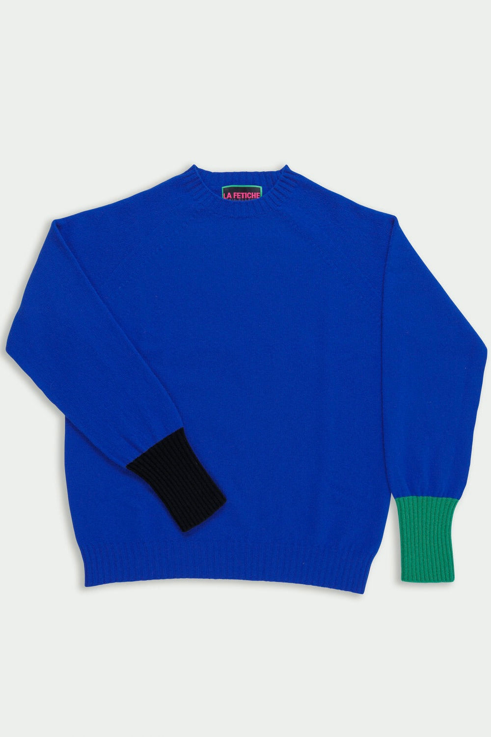 La Fetiche Unisex Lambswool Sweater with Contrast Cuff / Blue