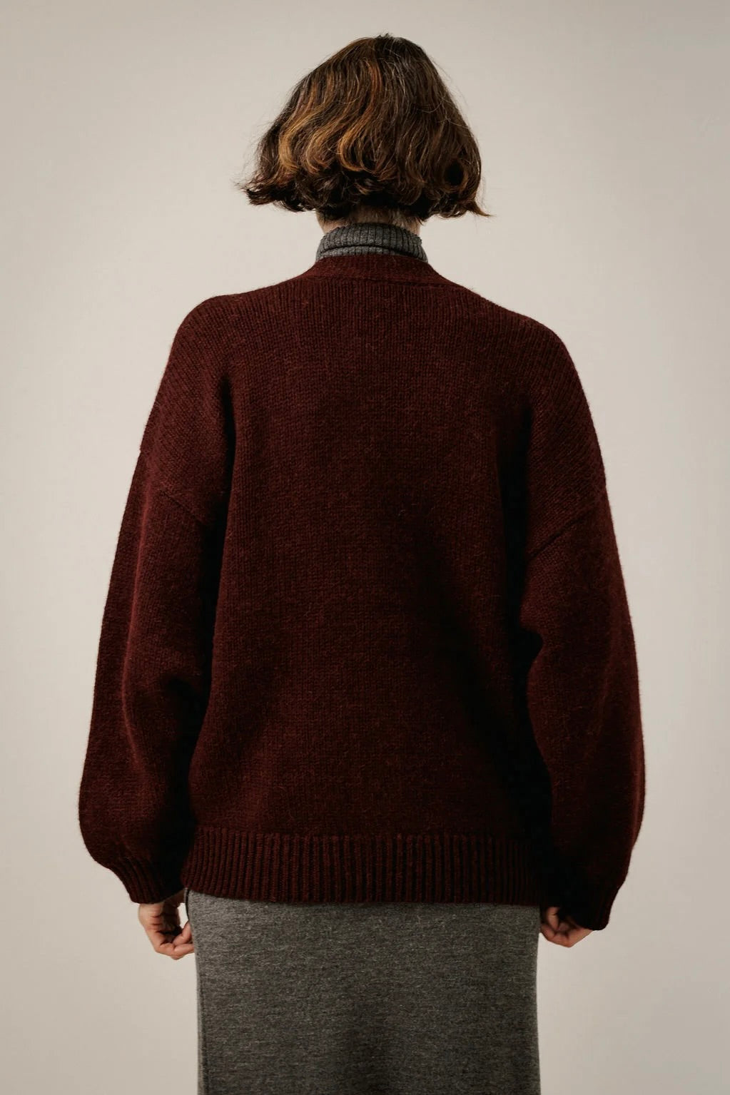 Oversized Alpaca Cardigan / Deep Maroon