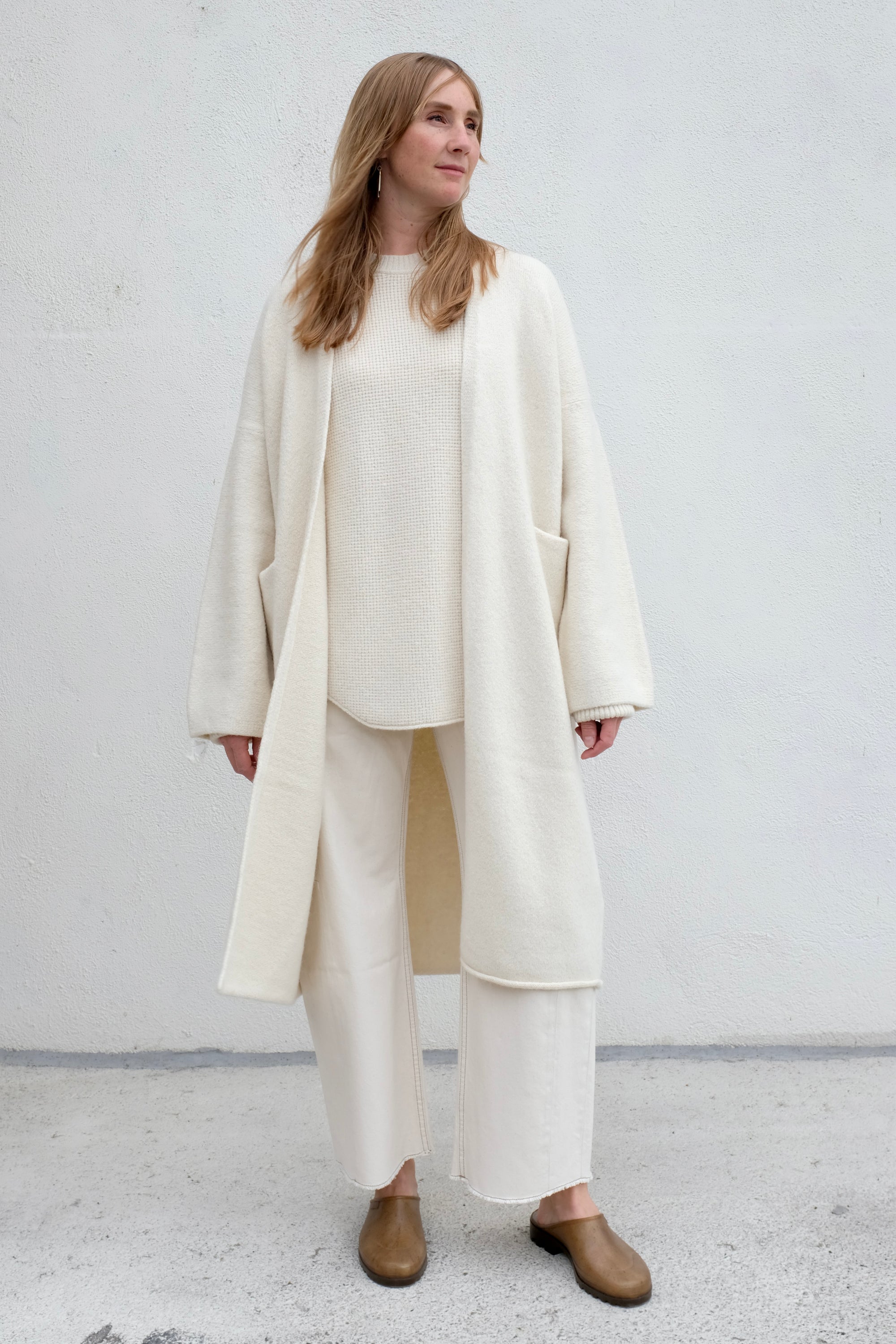 Lauren Manoogian Long Open Cardigan / Raw White