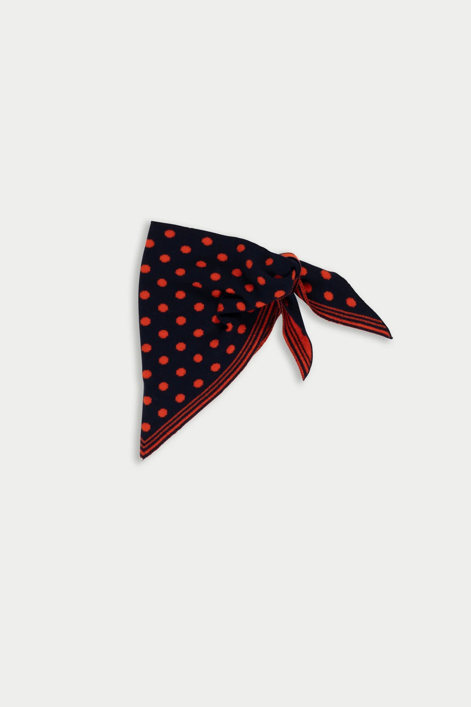 La Fetiche Liva Knitted Reversible Scarf / Navy + Red Polka Dot