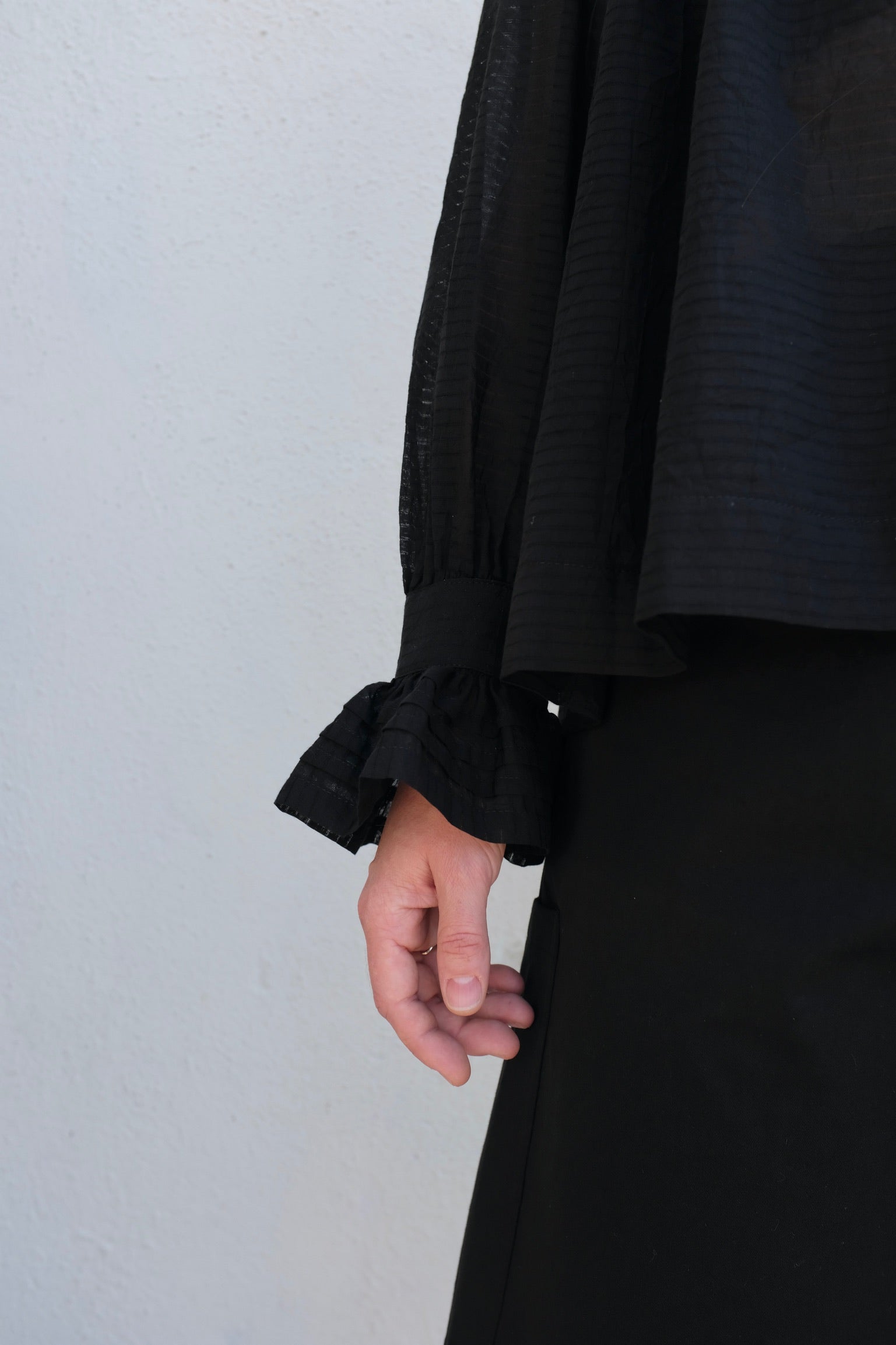 Cawley Cotton Sophie Shirt / Midnight Japanese Sheer Stripe