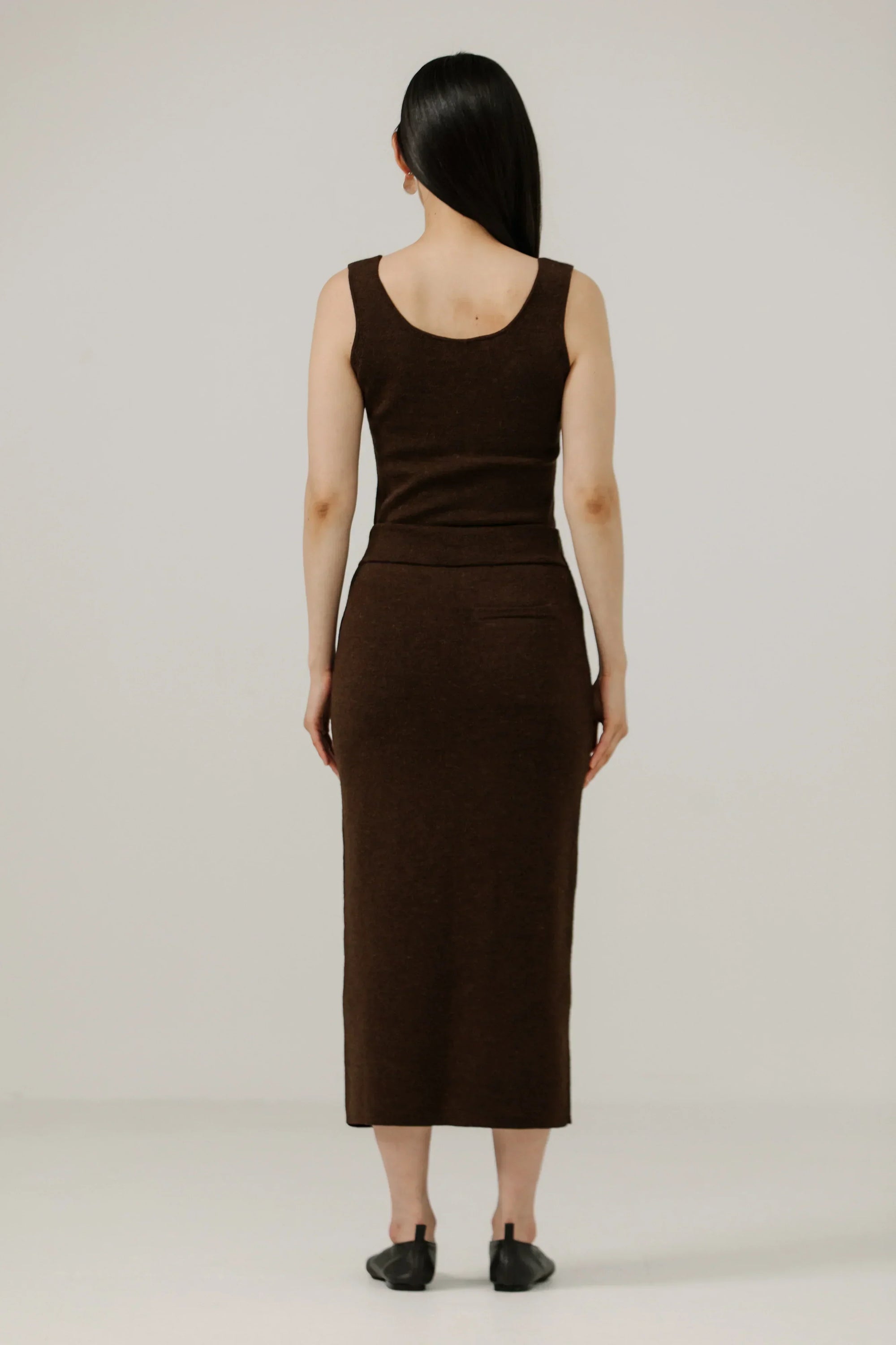 Bare Knitwear / Pop-Up / Alpaca Knit Midi Skirt / Molasses