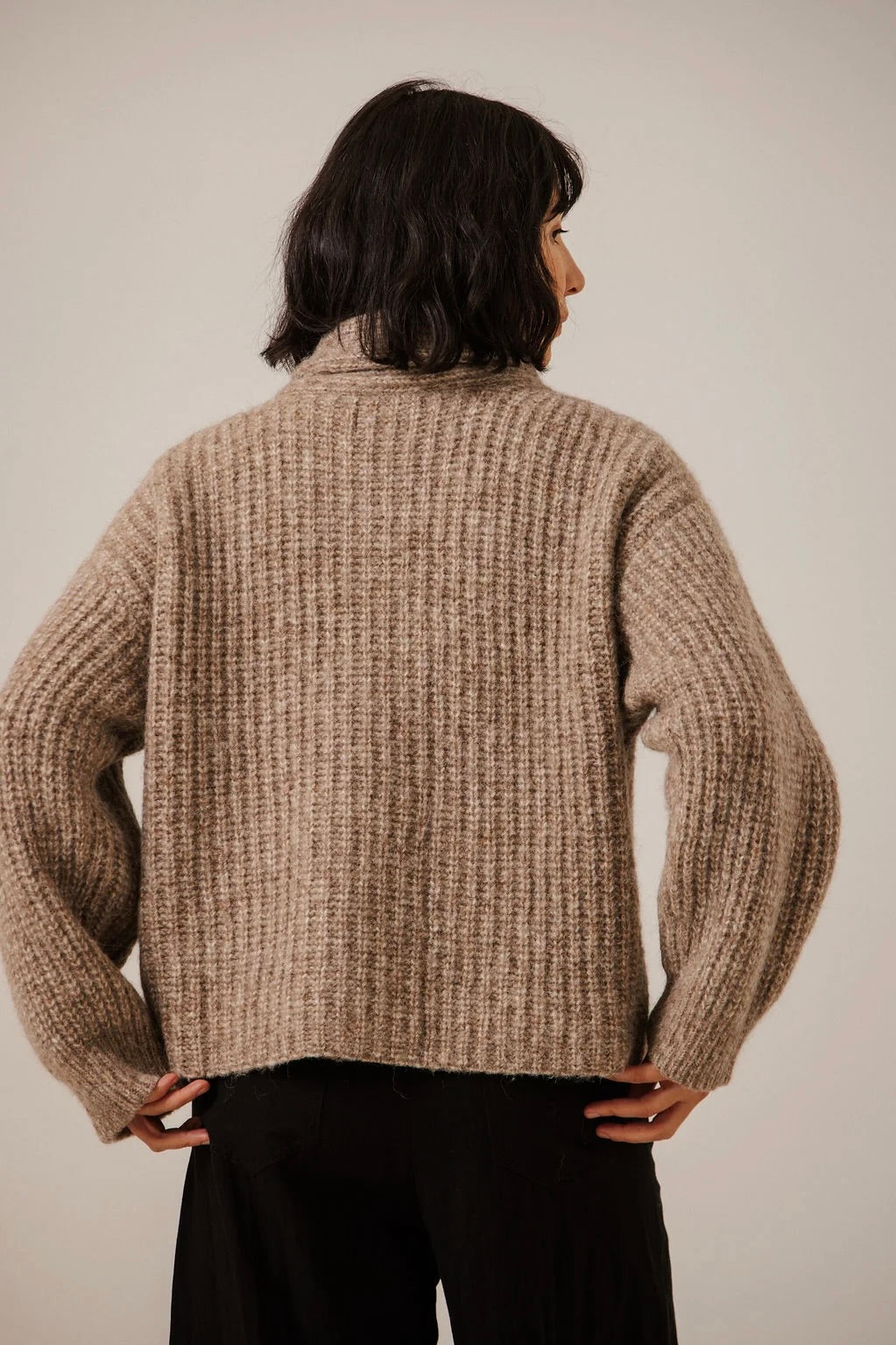 Oversized Shawl Cardigan / Dark Fawn