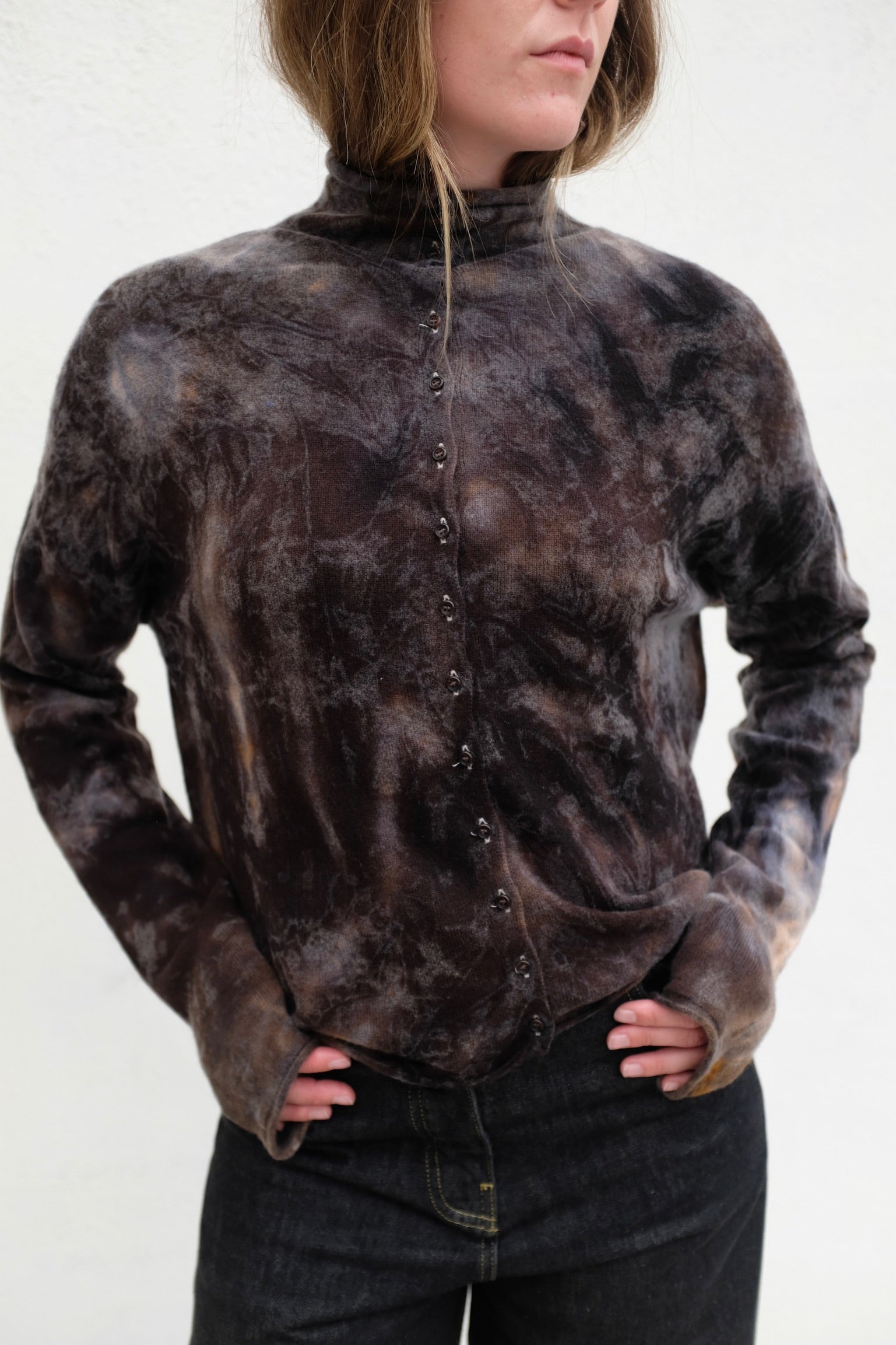 Rollneck Cardigan / Obsidian