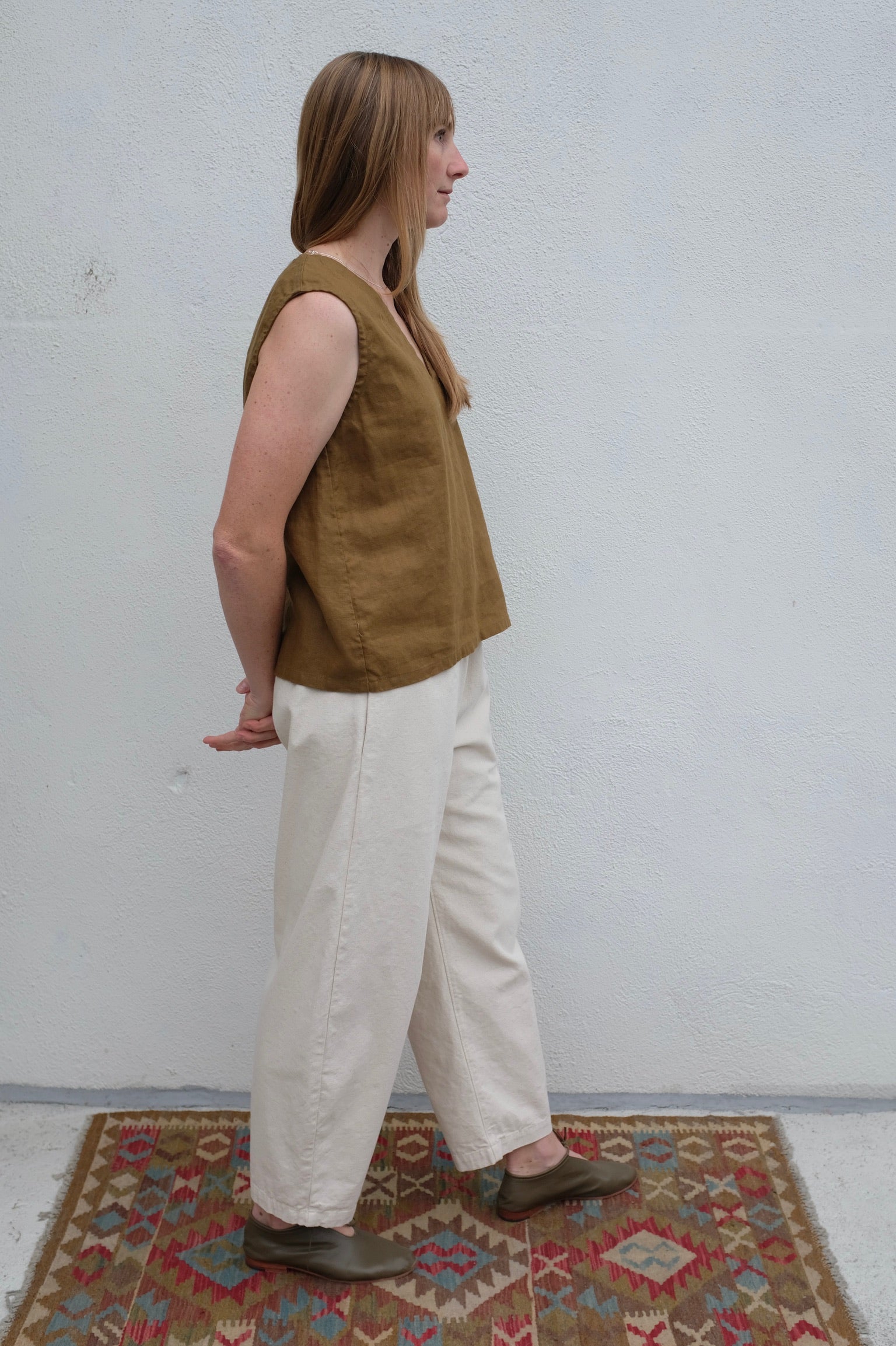 Moss Grey Orlando Trouser / Vanilla Bean