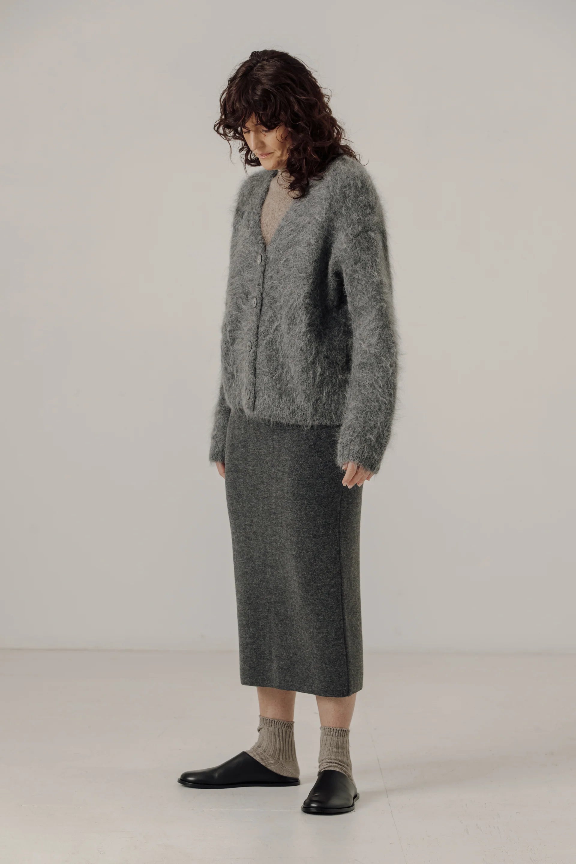 Bare Knitwear Suri Alpaca Cardigan / Stone