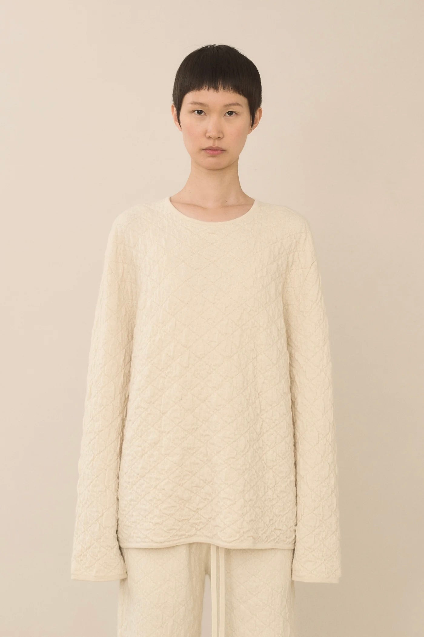 Lauren Manoogian Diamond Quilt Pullover / Ecru