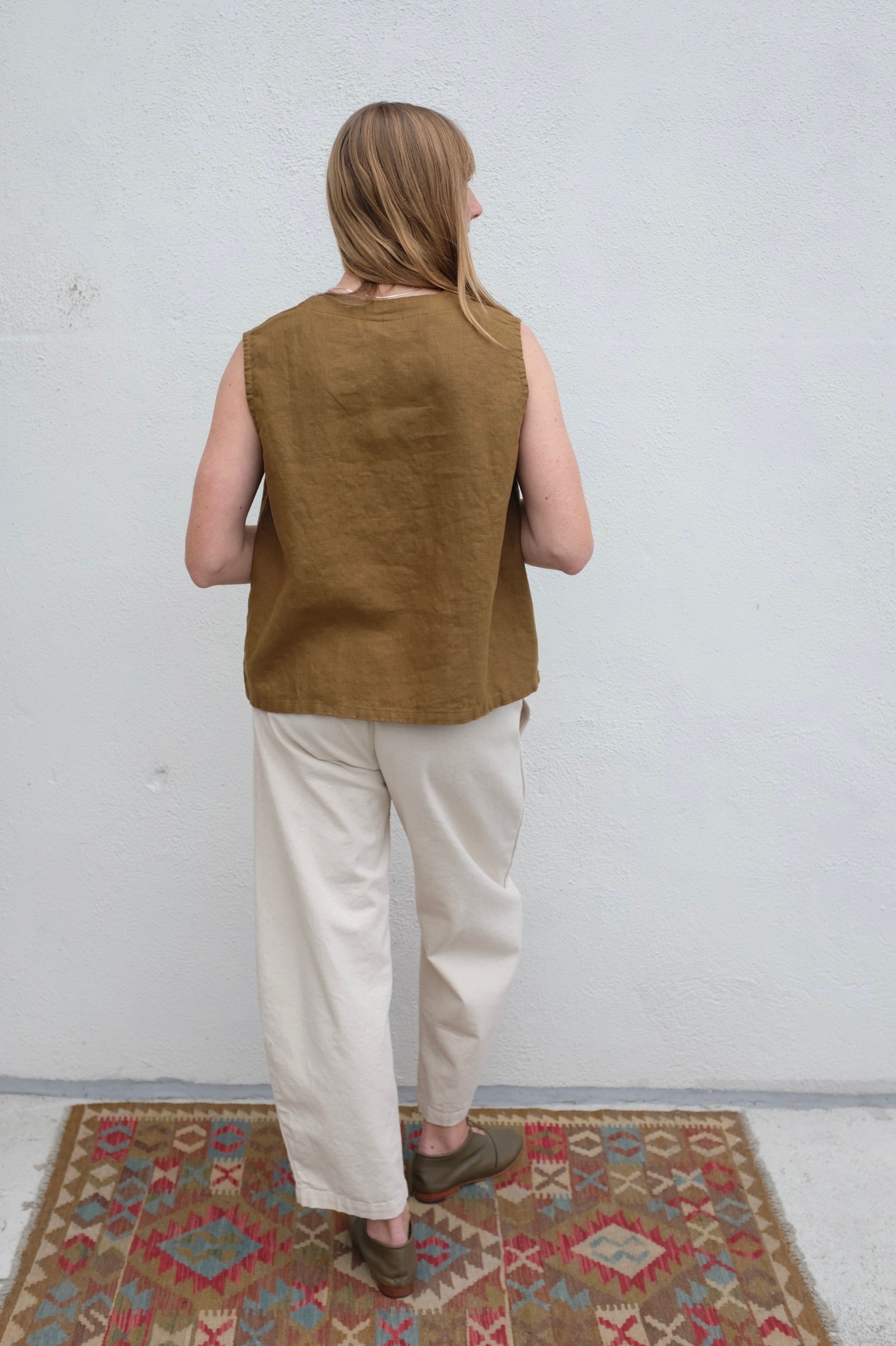 Moss Grey Juliana V-Neck Top / Kalamata