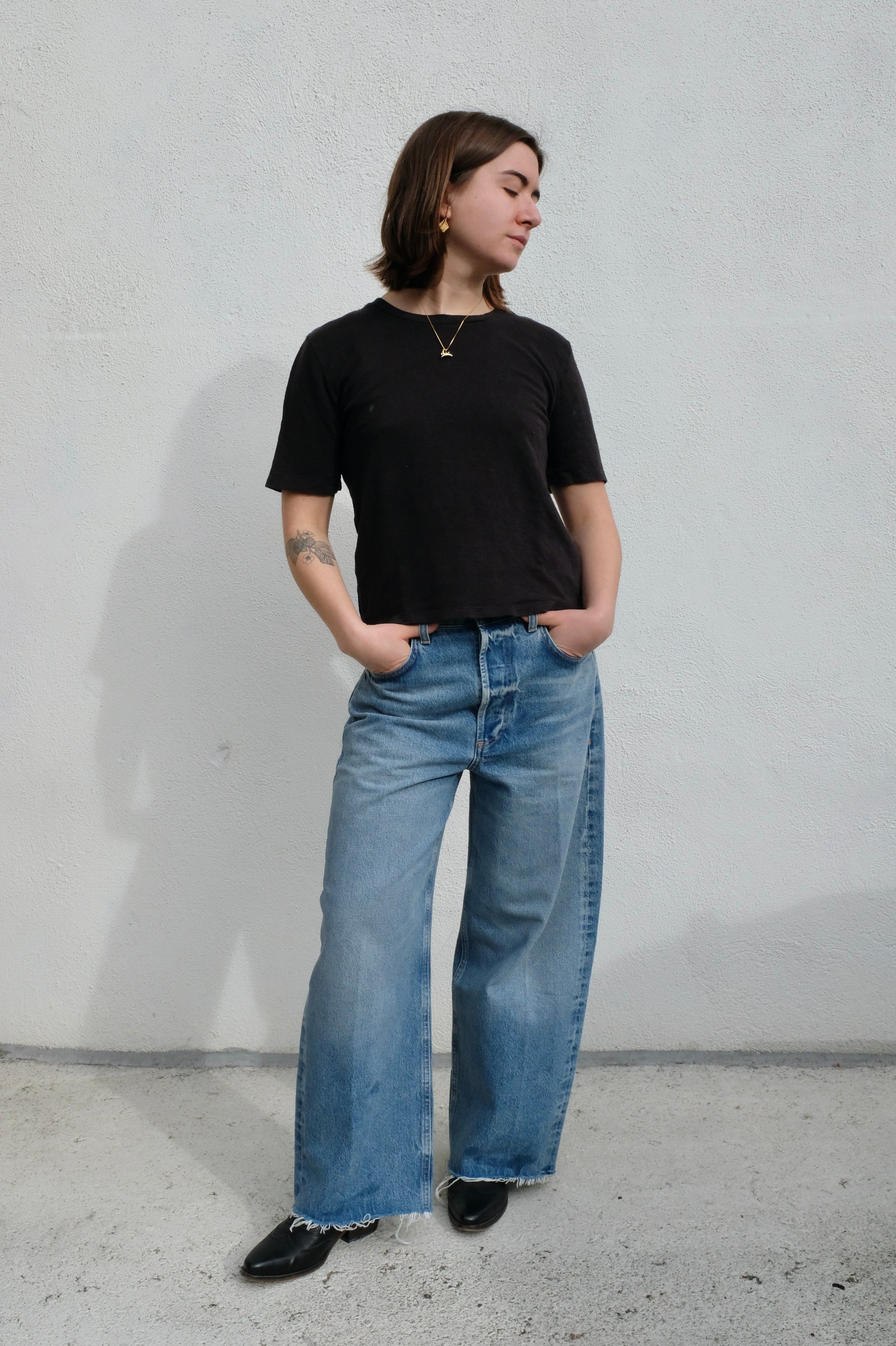 Jungmaven Dakota 100% Hemp Cropped Tee / Black