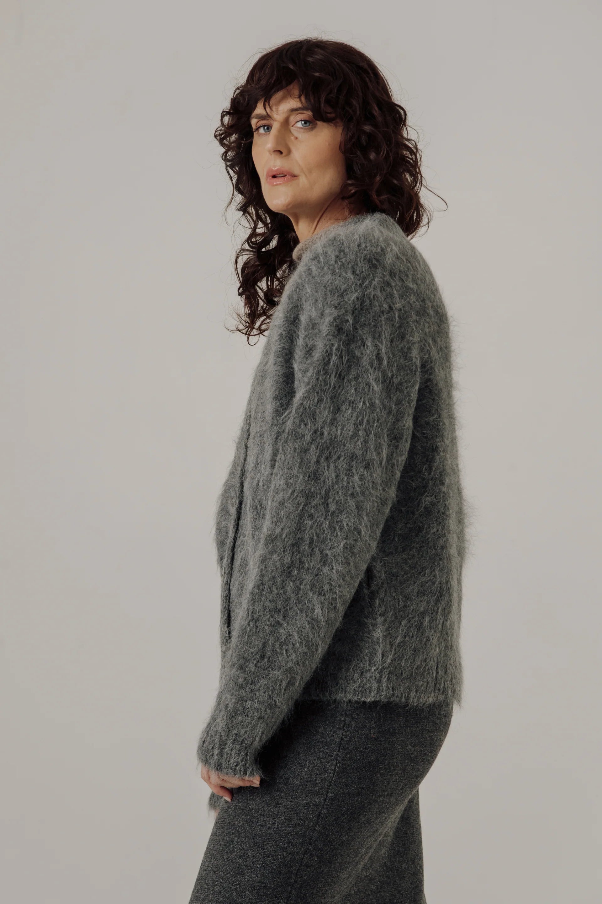 Bare Knitwear Suri Alpaca Cardigan / Stone