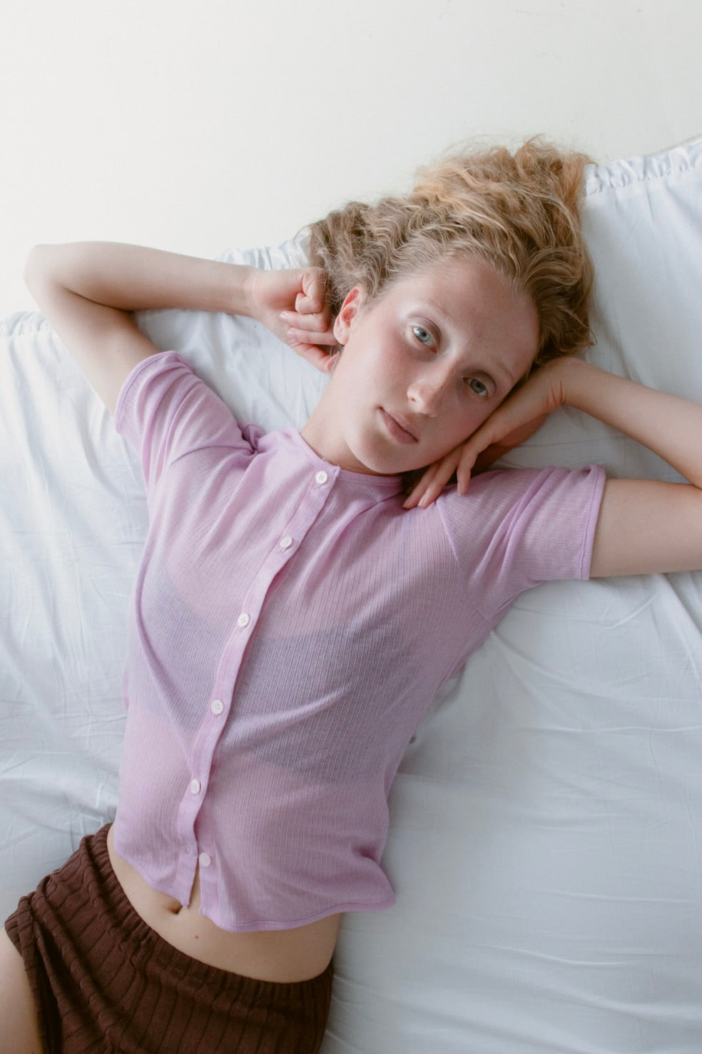 Susumu Recycled Bae Shortsleeve Cardigan / Pink