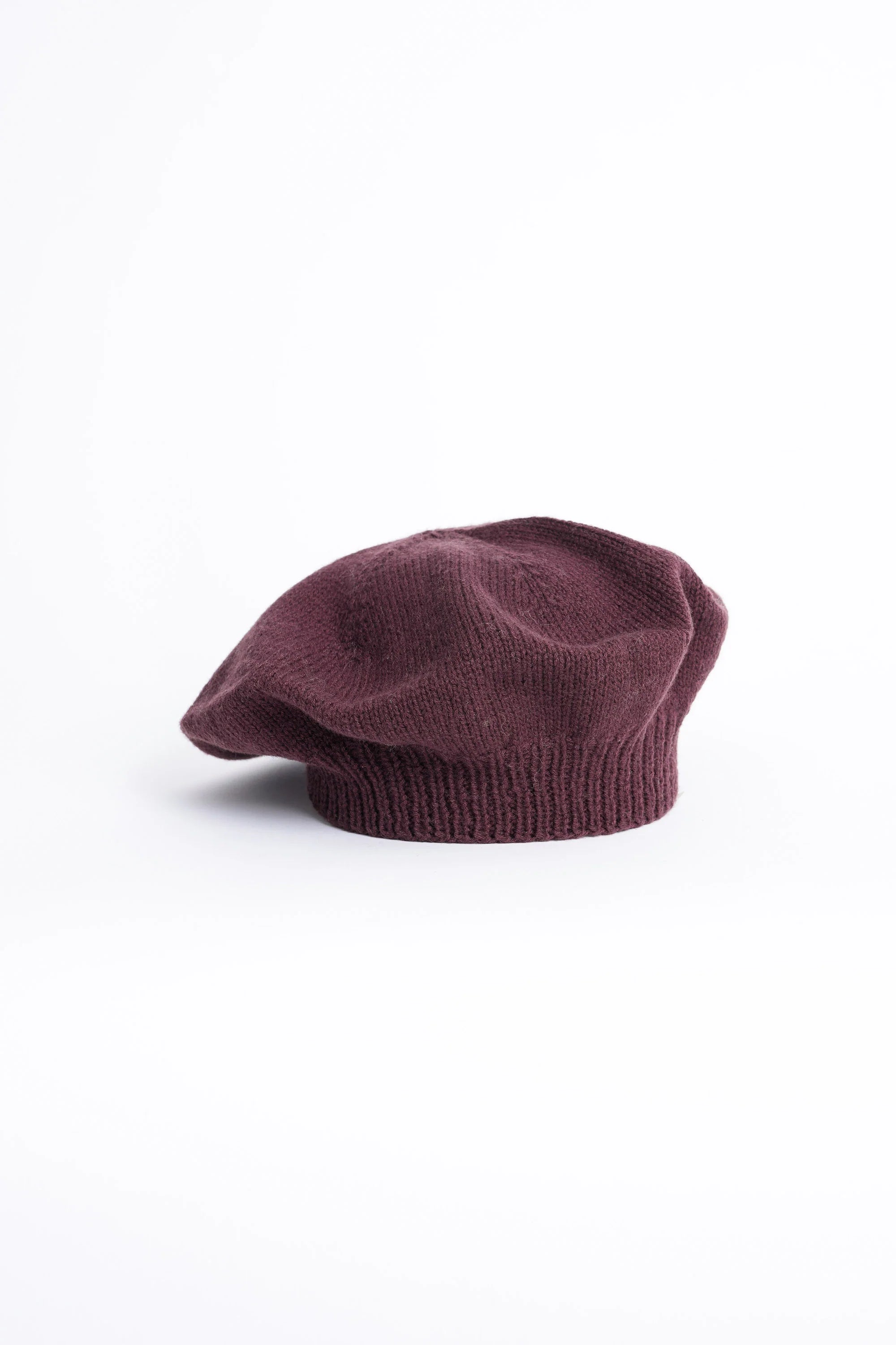 Dinadi Merino Handknit Beret / Merlot Red