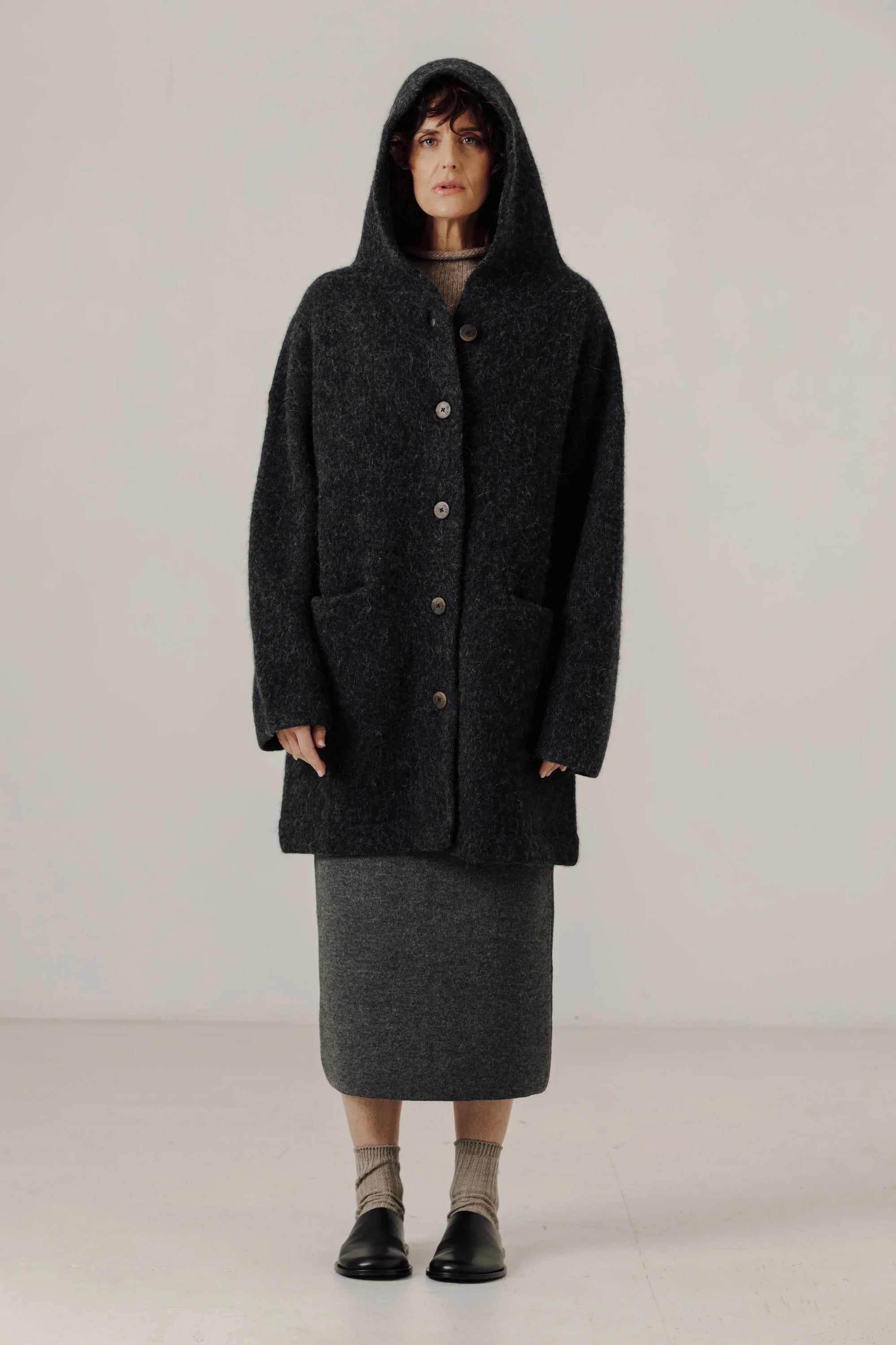 Bare Knitwear / Pop-Up / Nook Alpaca Knit Coat / Basalt