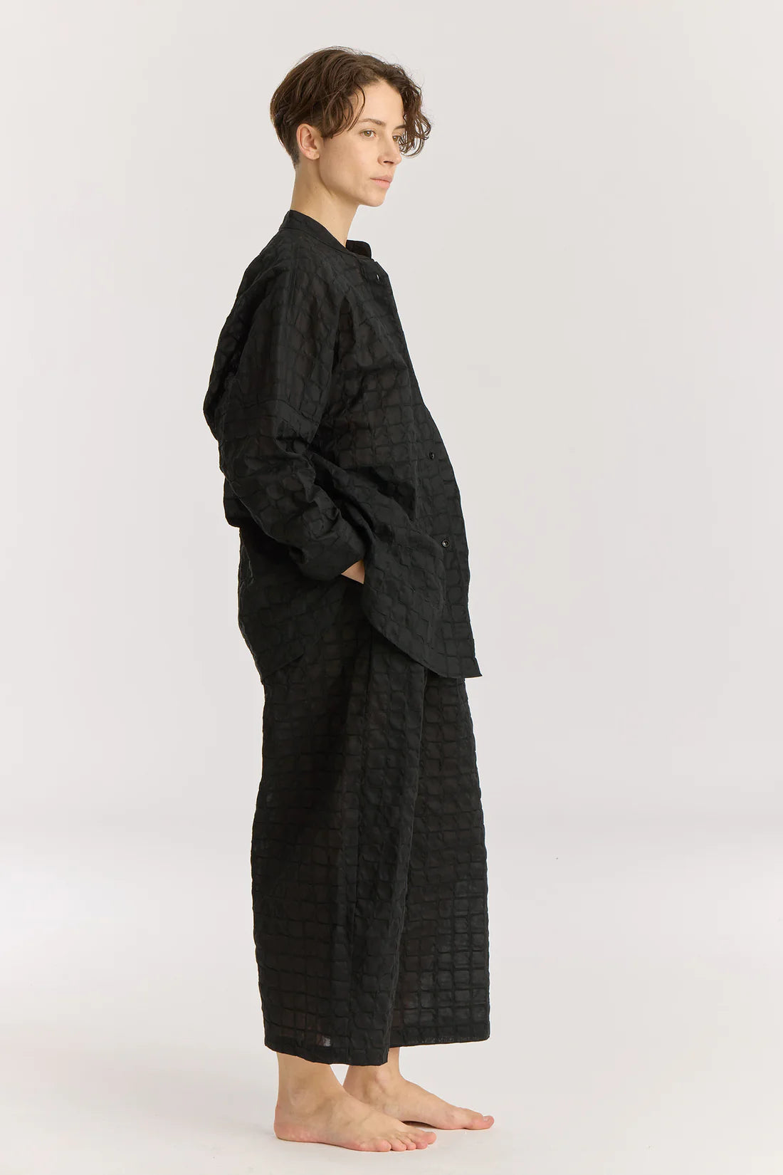 Black Crane Ripple Finish Shirt / Black