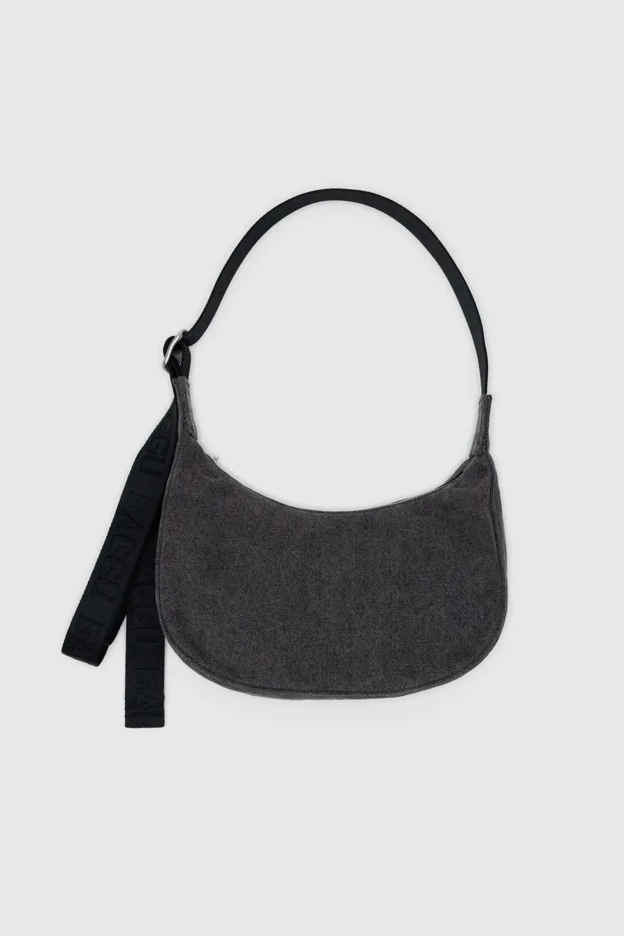 Small Denim Crescent Bag / Washed Black