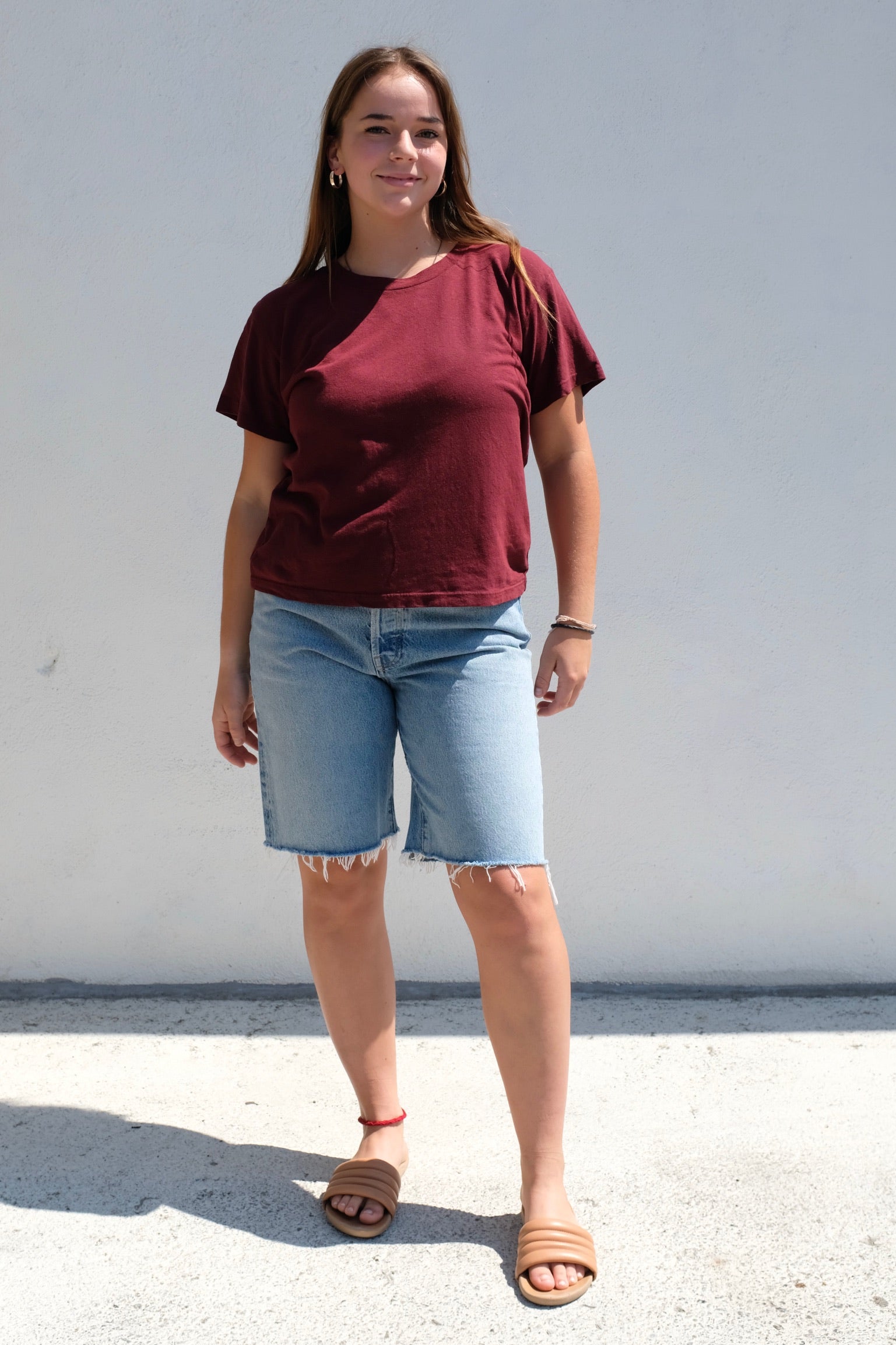 Jungmaven Cropped Lorel Tee / Burgundy