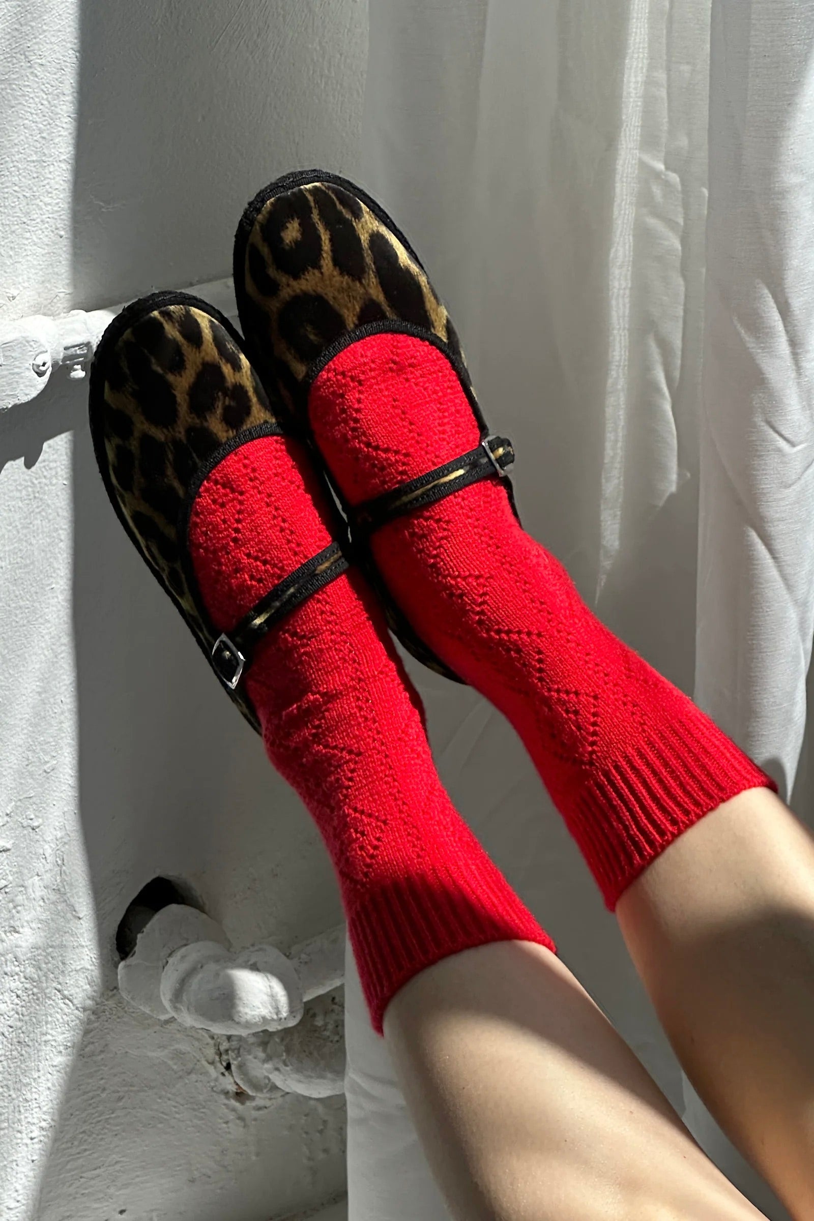 Le Bon Shoppe Cashmere Pointelle Socks / Red