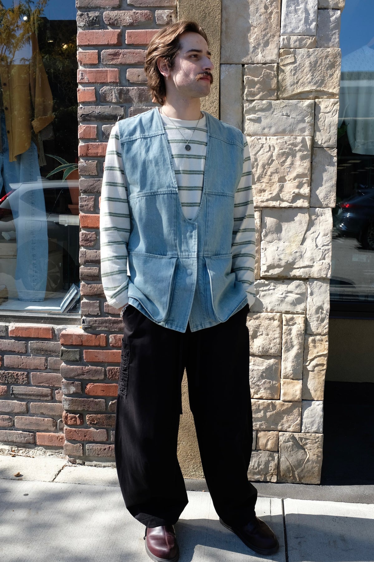 Anta Vest / Khaki Indigo Denim