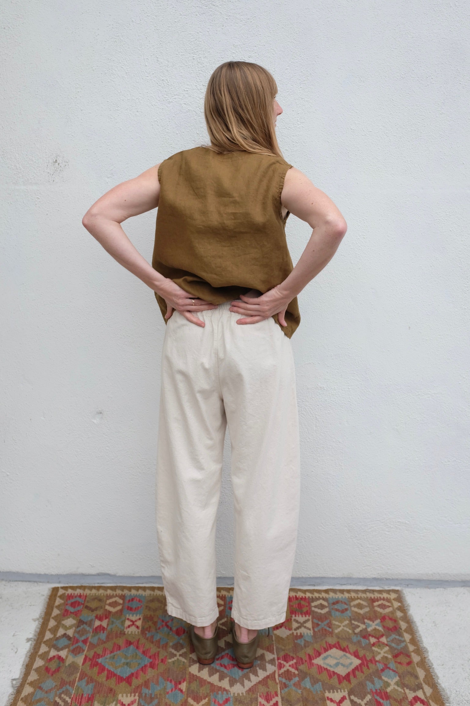 Moss Grey Orlando Trouser / Vanilla Bean