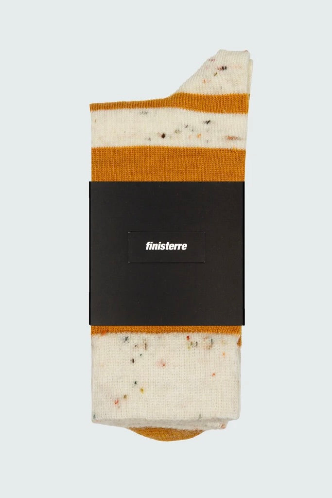 Finisterre Original Stripe Sock / Ecru + Burnt Yellow