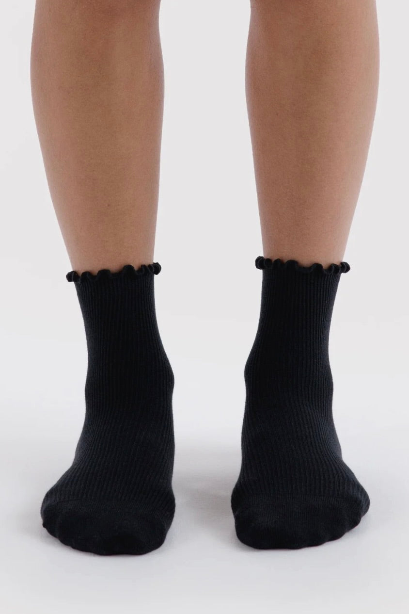 Baggu Lettuce Edge Sock / Black