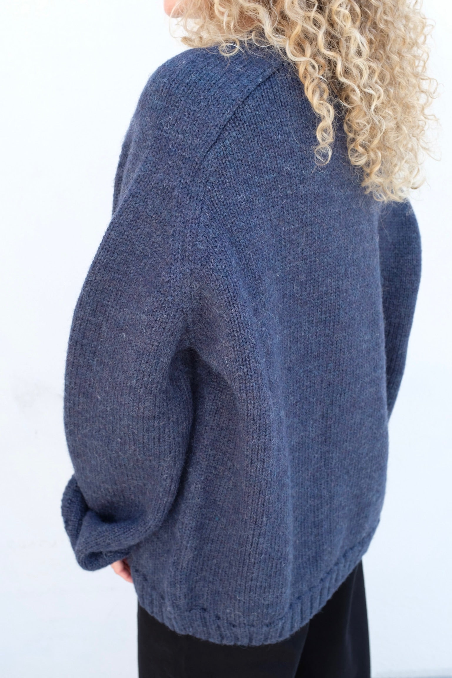 Brushed British Wool Horse Jumper / Denim + Apple