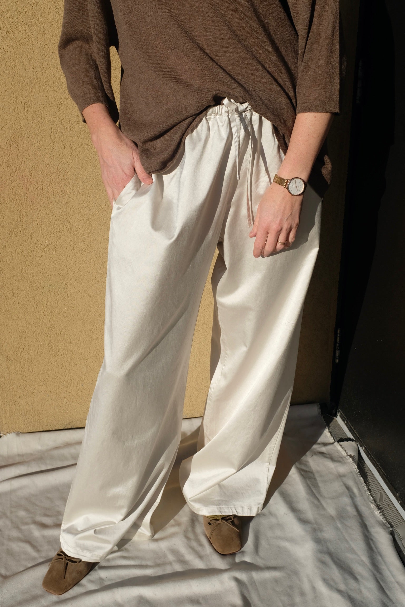 Satin Drawstring Pants / Perla