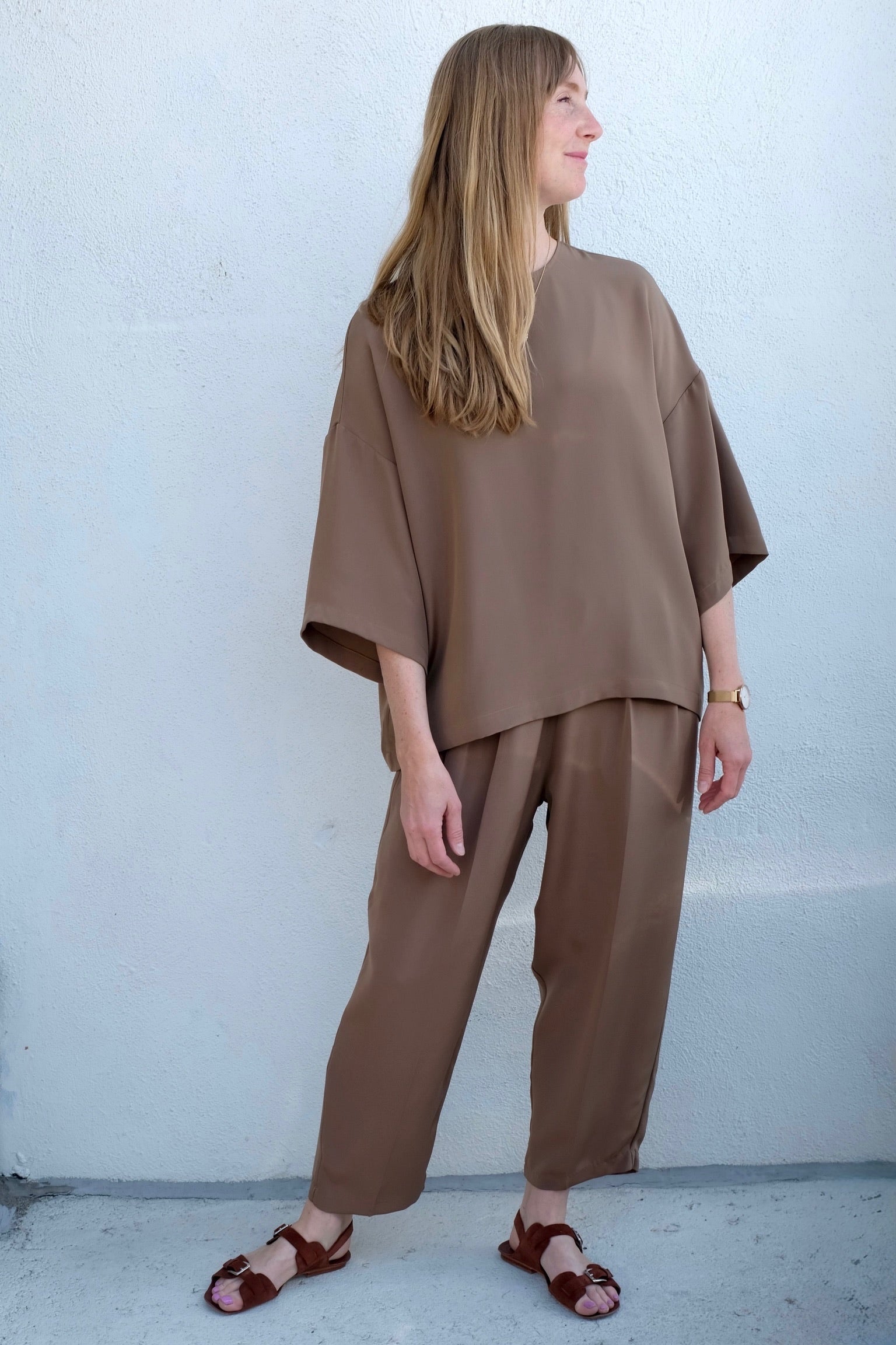 Modern Weaving Oversize Boxy Tee / Almond