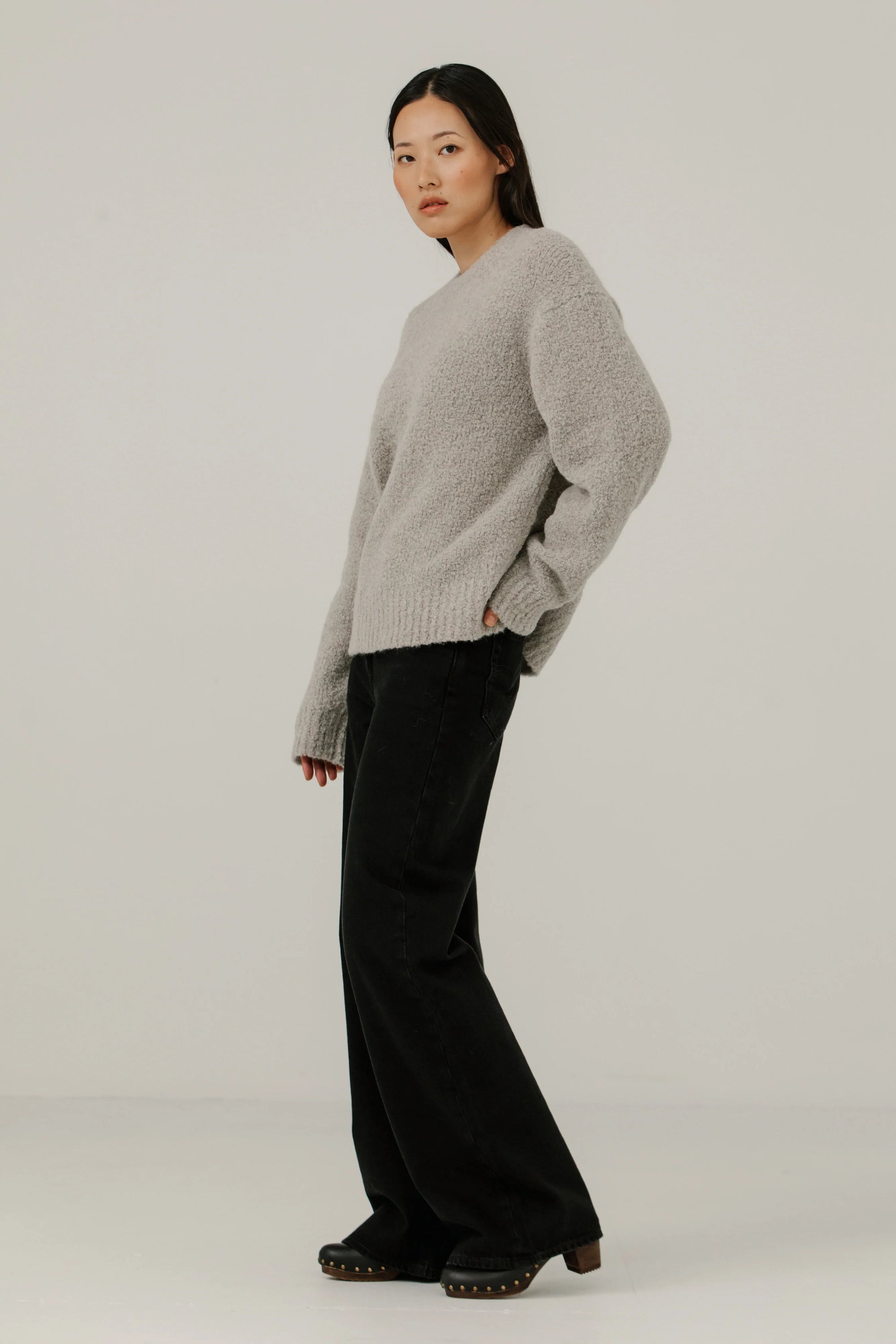 Bare Knitwear Colette Boucle Crewneck / Mushroom