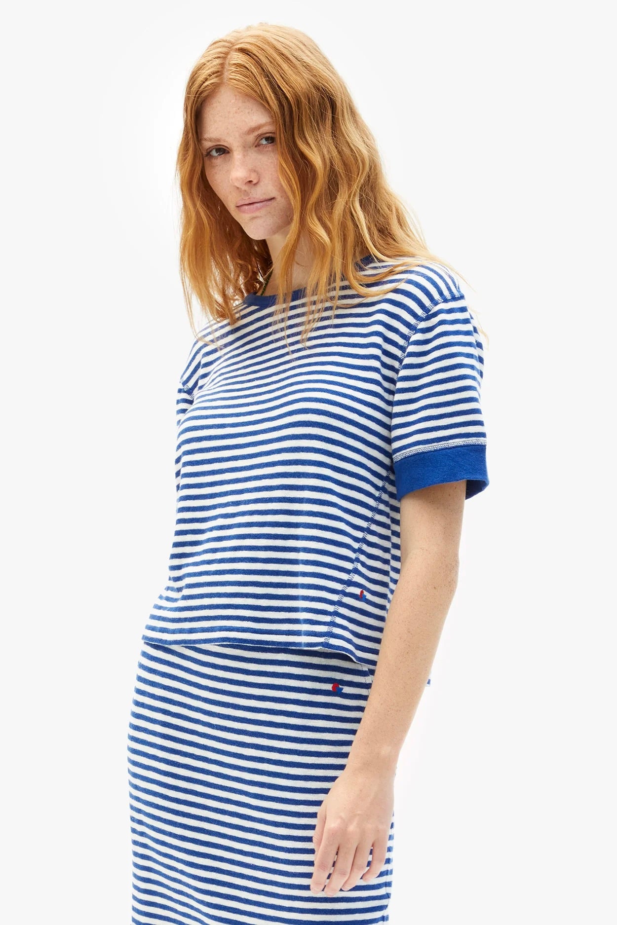 Clare V. Le Bateau Tee / Cobalt+Cream Stripe
