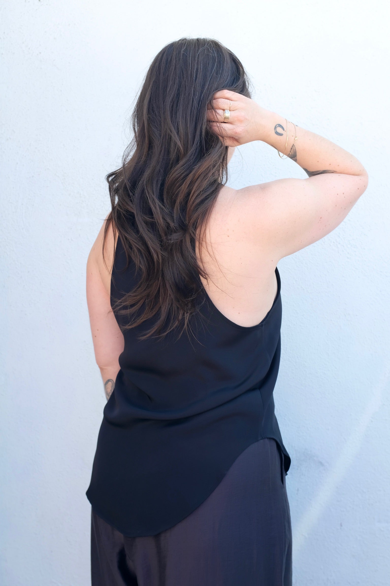 Modern Weaving Skinny Racer Tank / Black