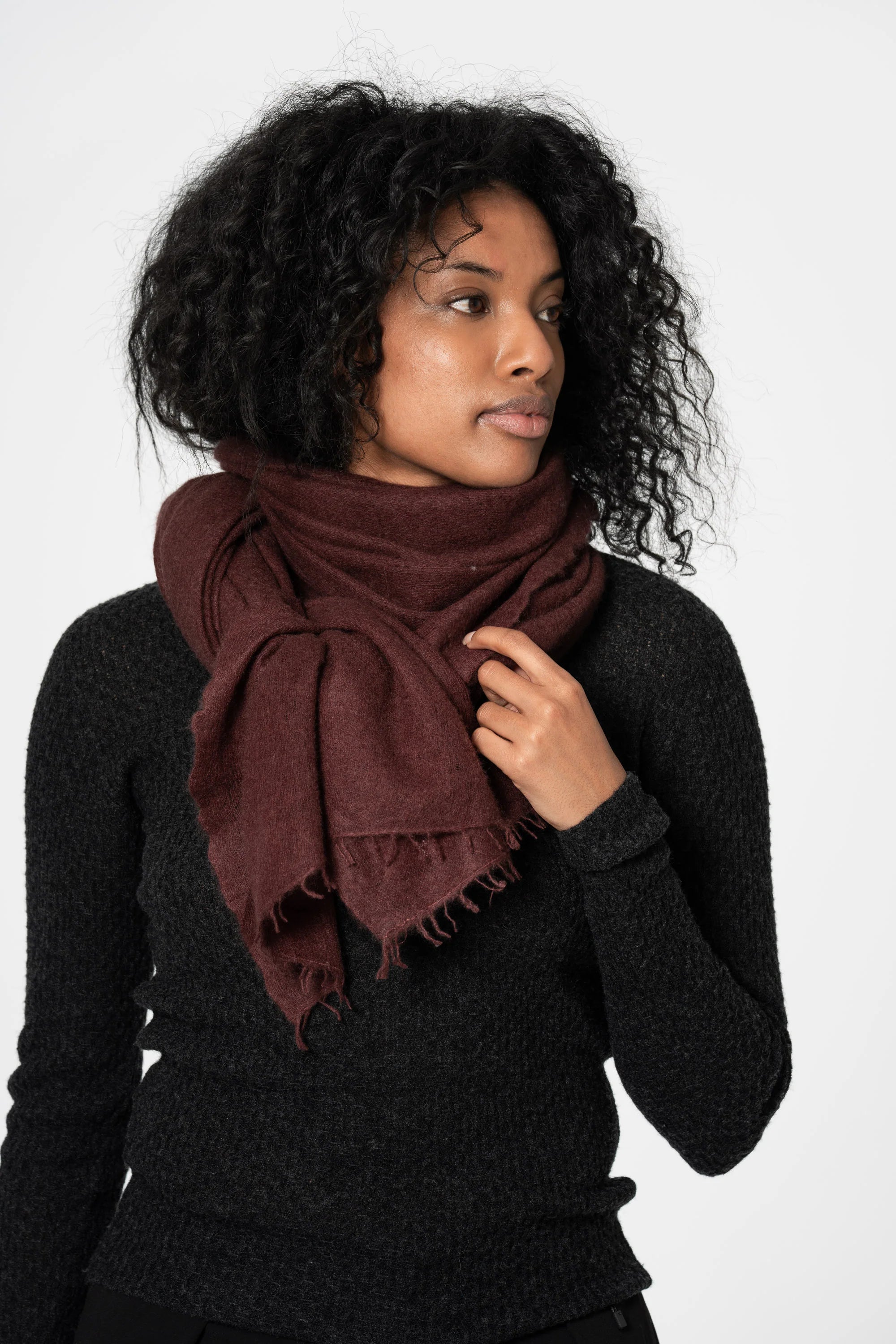 Dinadi Cashmere Felted Scarf / Merlot Red