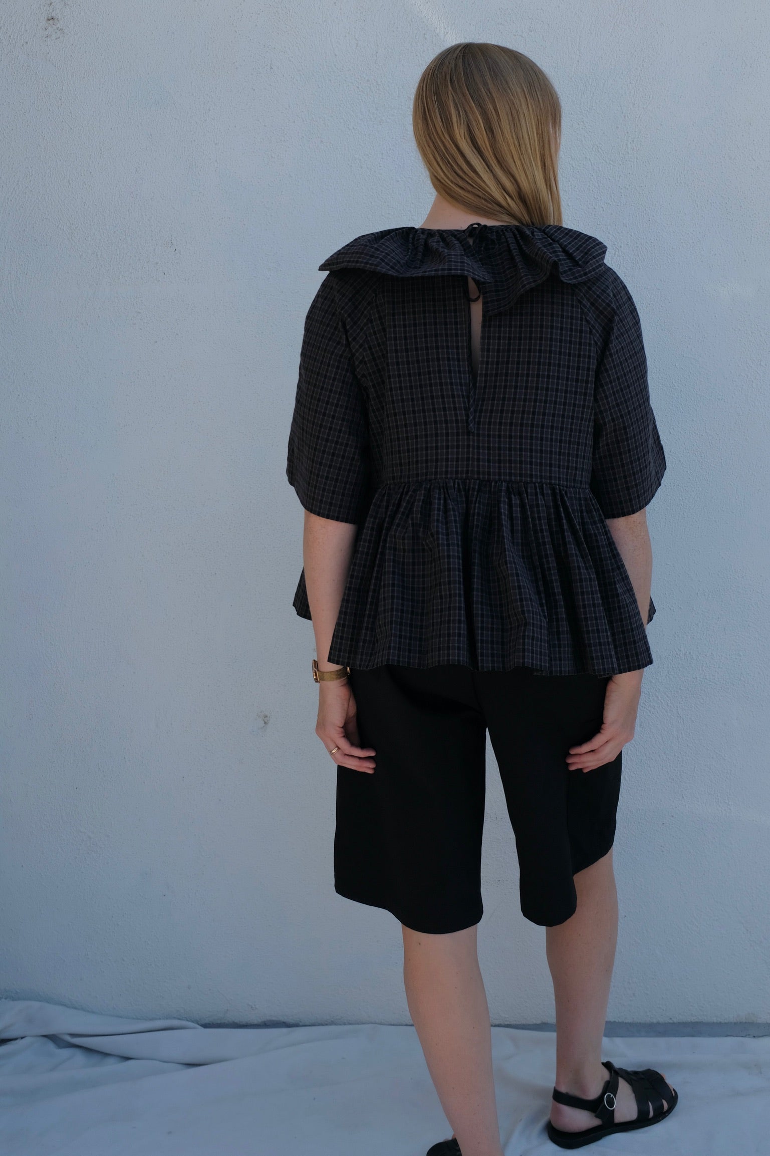 Cawley Japanese Cotton Delilah Frill Top / Smoke Check