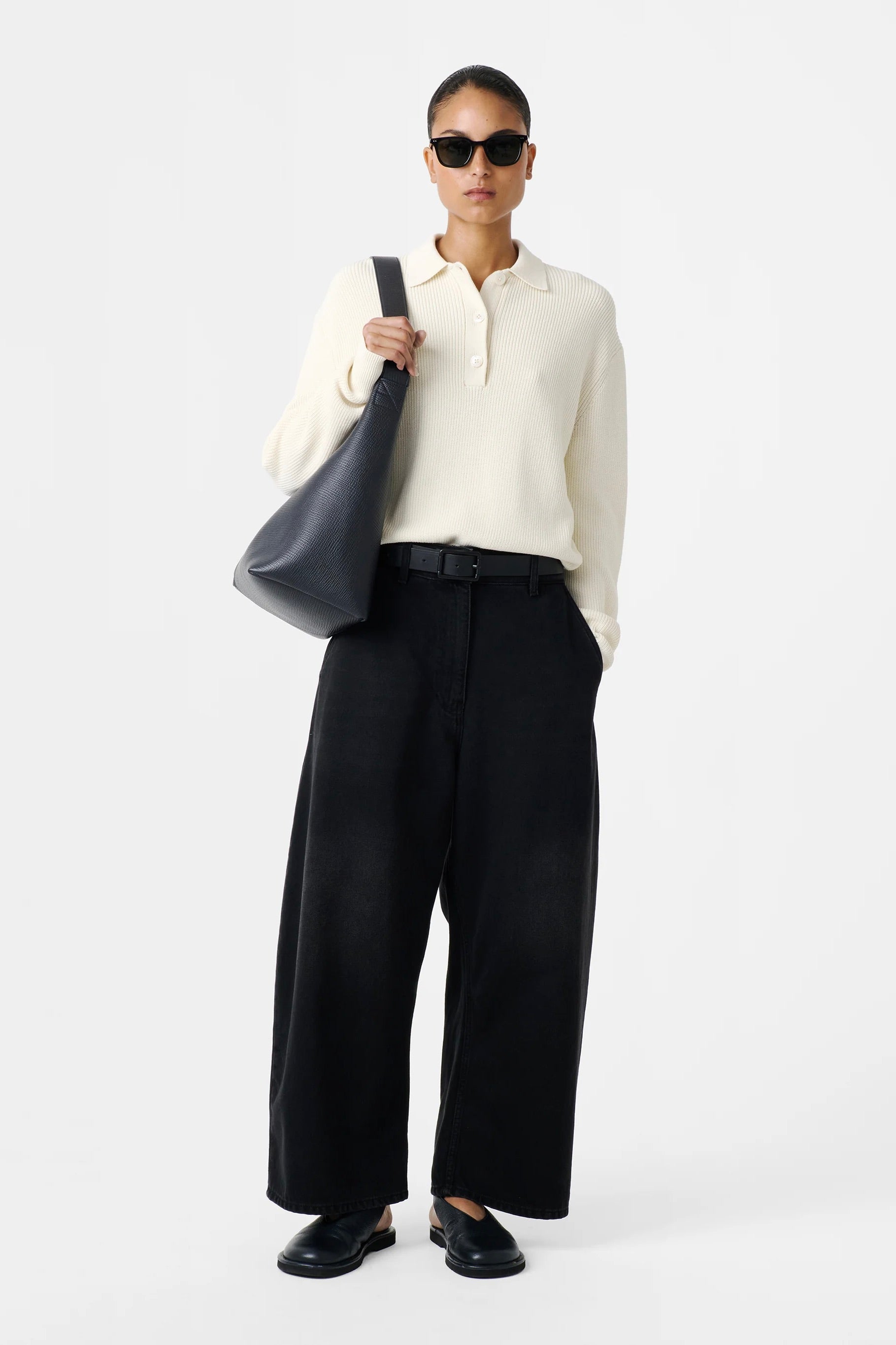 Studio Nicholson Chalco Wide Crop Denim Pant / Washed Black