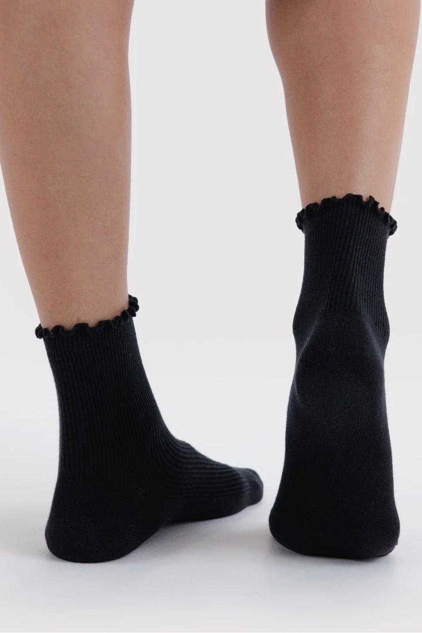 Baggu Lettuce Edge Sock / Black