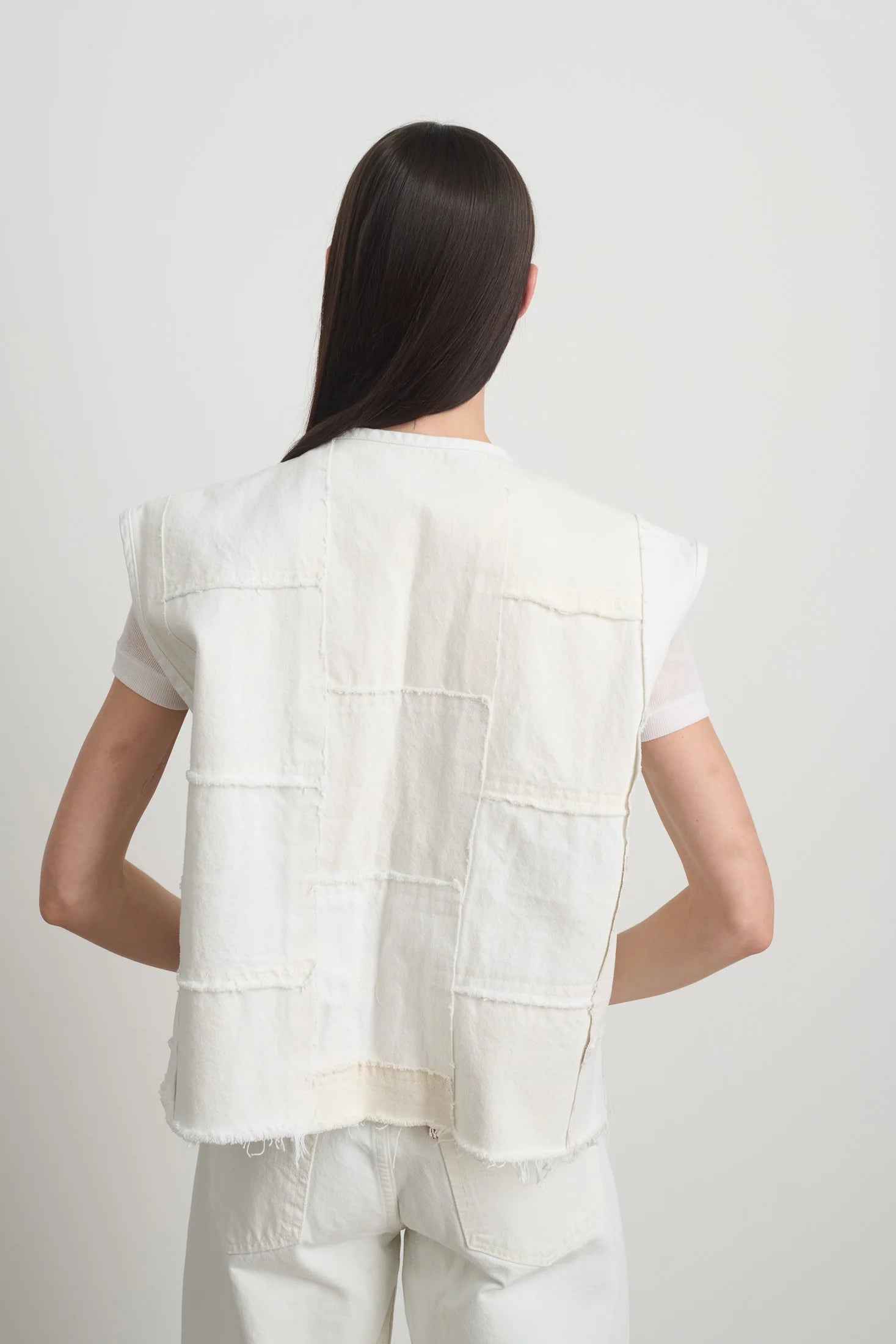 B Sides Reworked Madras Vest / Vintage White