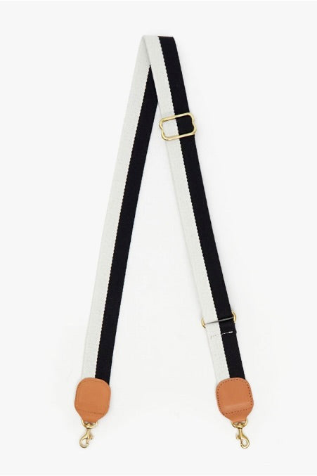 Clare V Adjustable Crossbody Strap / Black + Cream + Cuoio