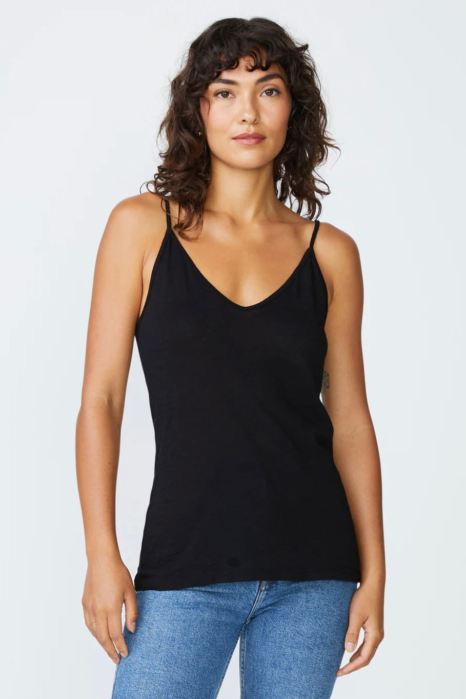 Stateside Supima Slub V Neck Cami / Black