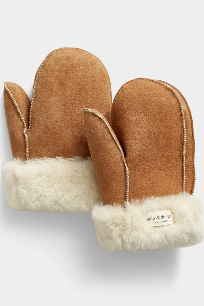 Milo &amp; Dexter Arctic Reversed Sheepskin Mittens / Camel